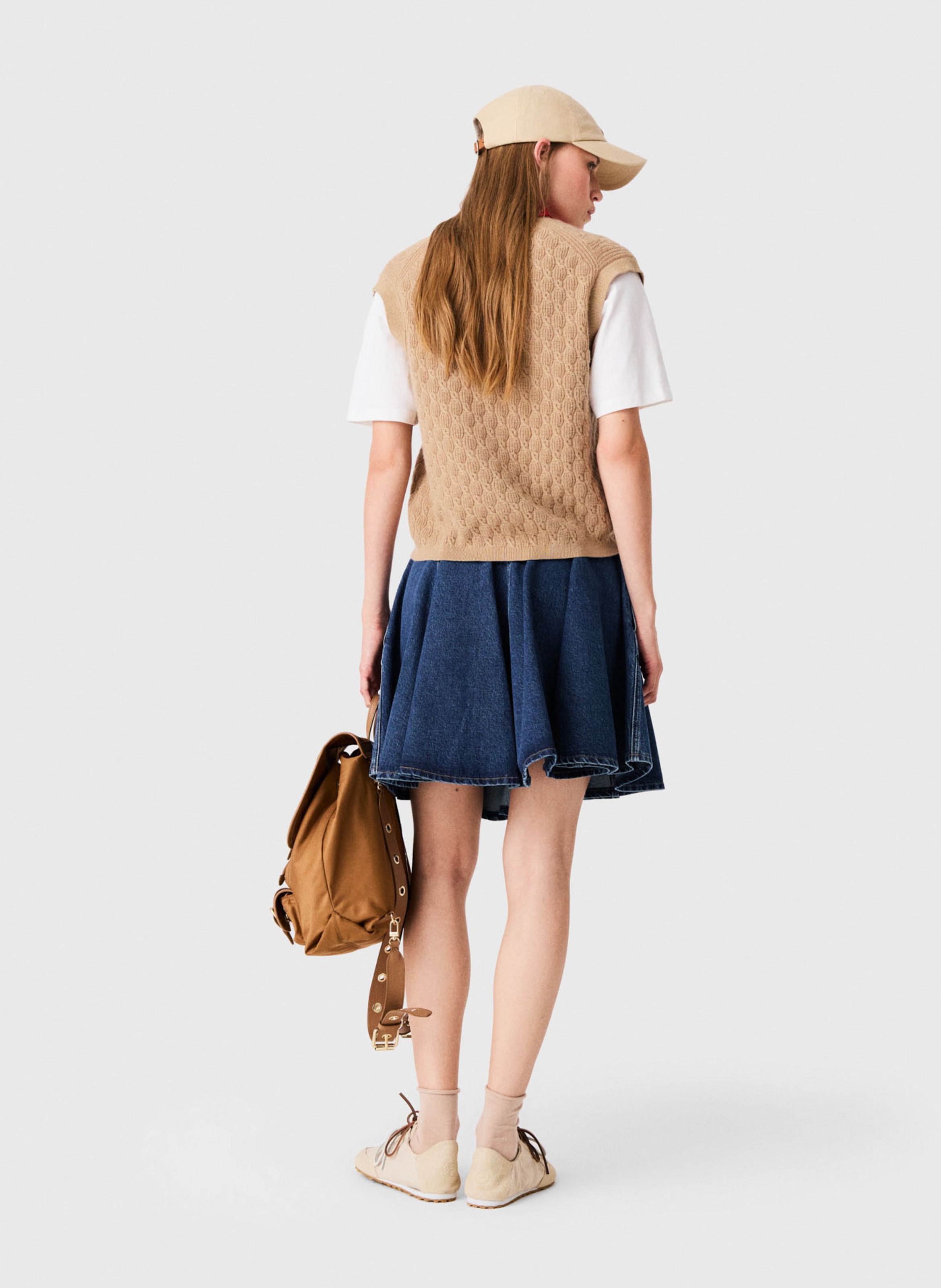Gilet droit droit en laine et cachemire mélangé MAJE Beige