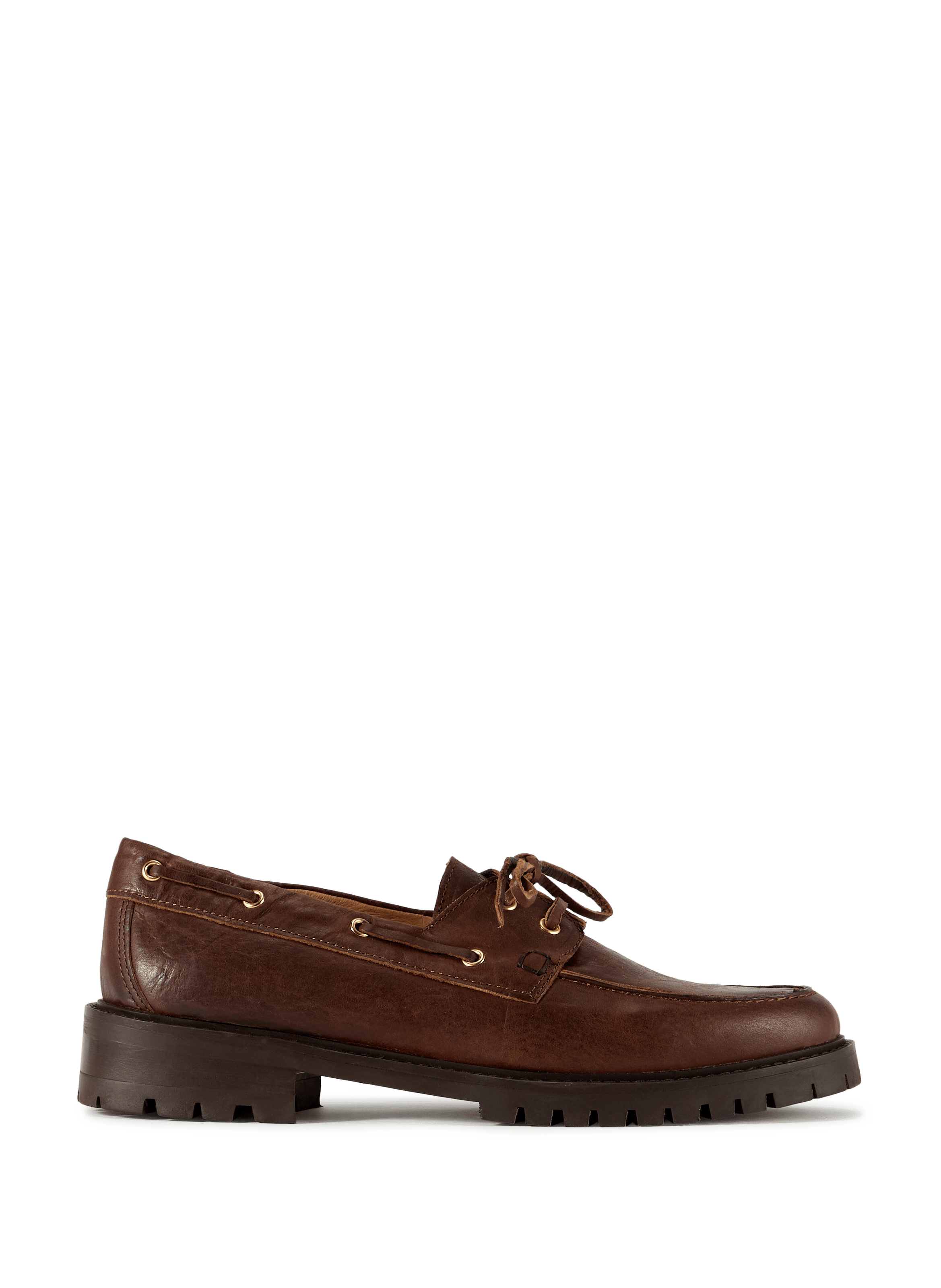 Chunky leather boat shoes frenzy SAISON 1865 Brown