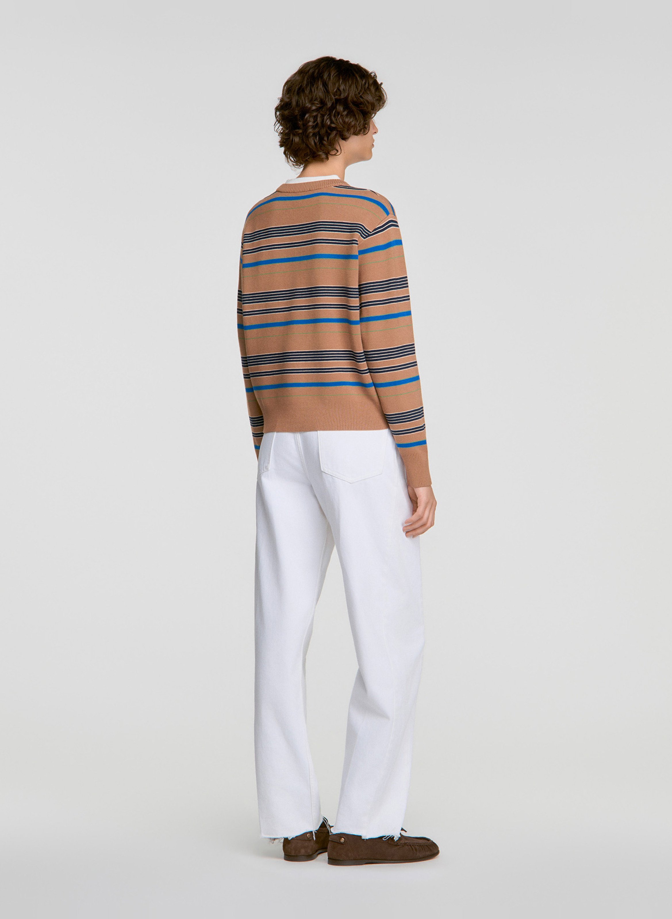 Pull col rond rayé SANDRO Marron