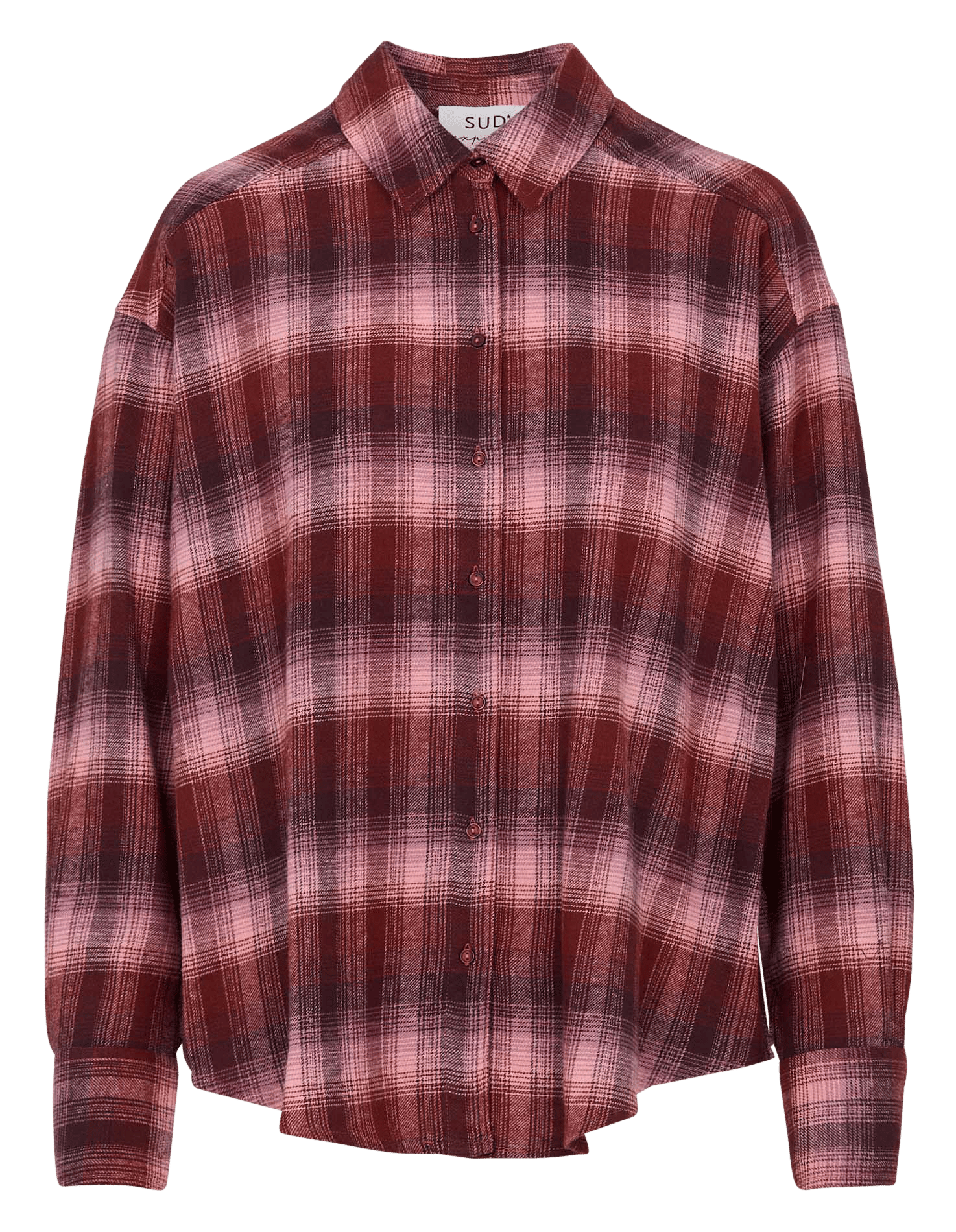 Chemise droite à carreaux en coton SUD EXPRESS Rose