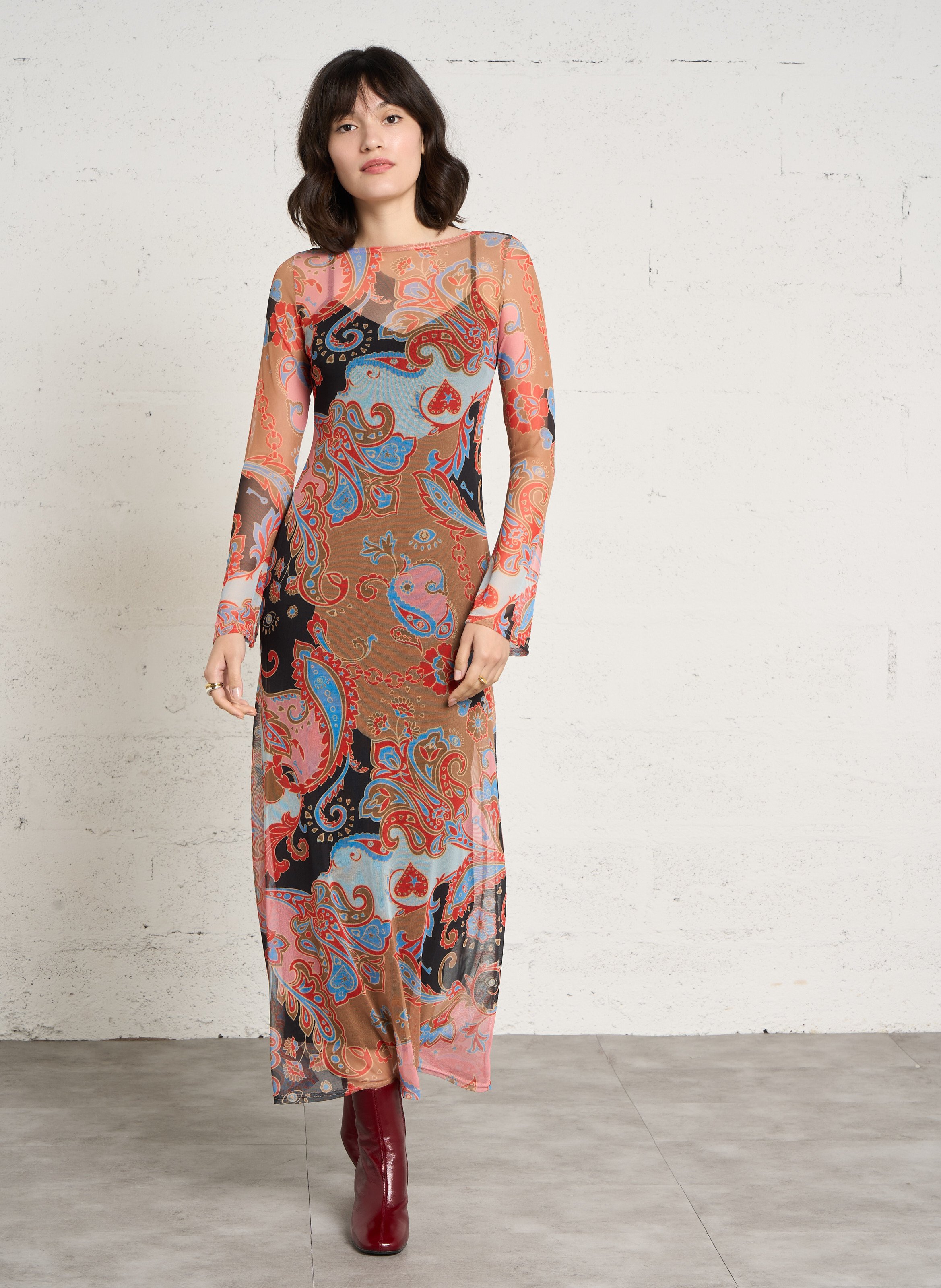 Robe longue col rond imprimée NEVER FULLY DRESSED Noir