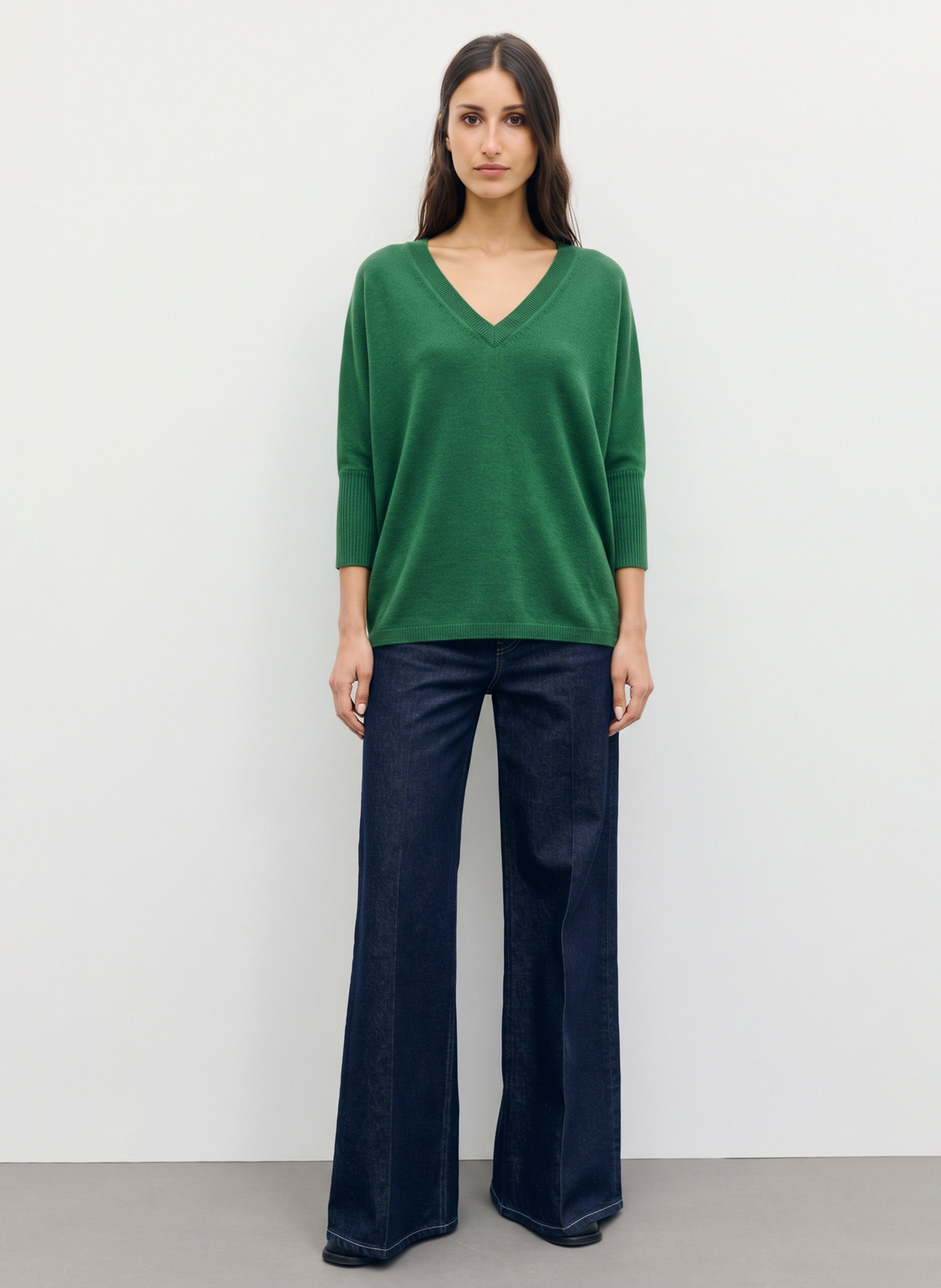 Pull ample col v en cachemire GERARD DAREL Vert