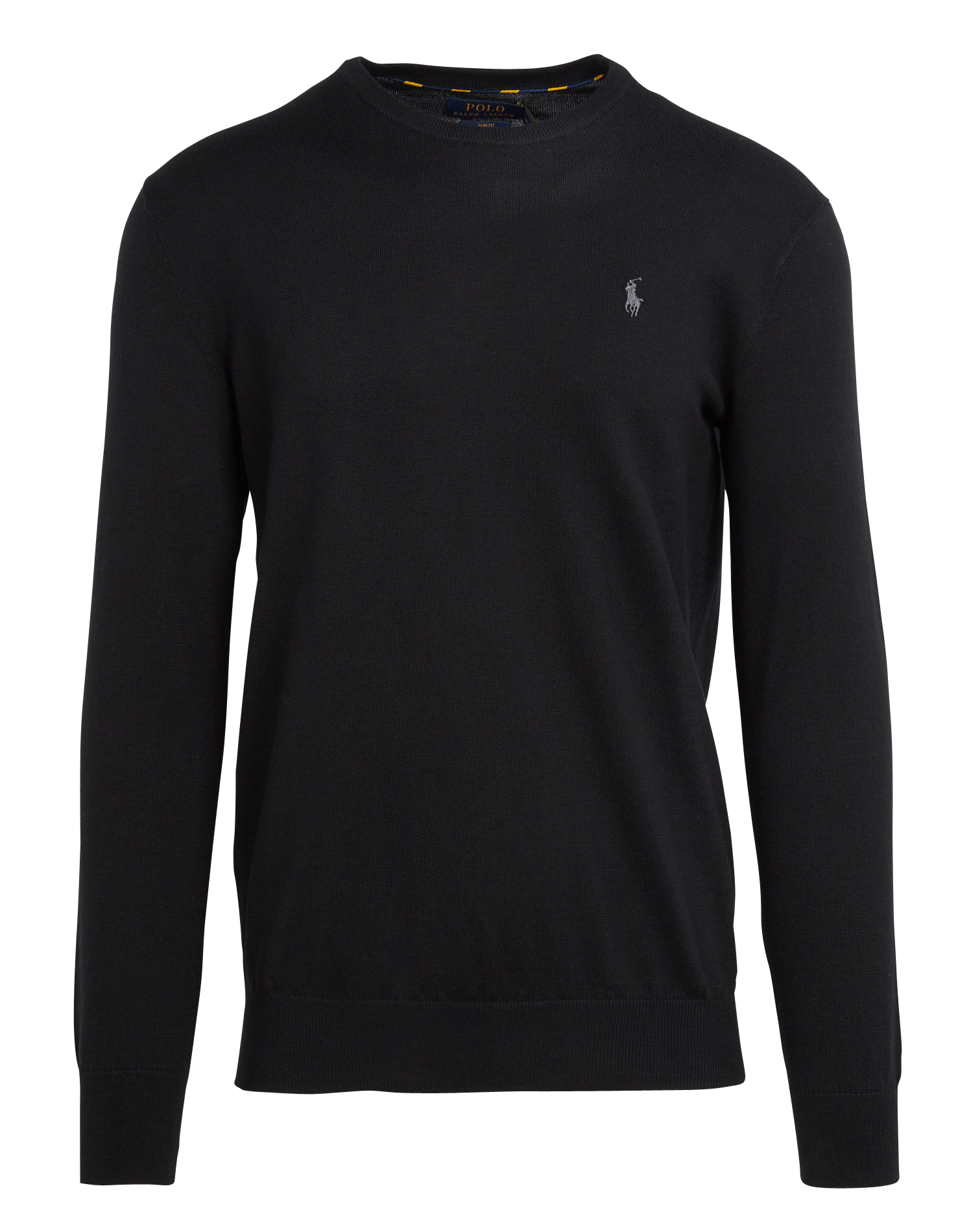 Slim-fit pima cotton sweater with Pony Player and round collar POLO RALPH LAUREN Black