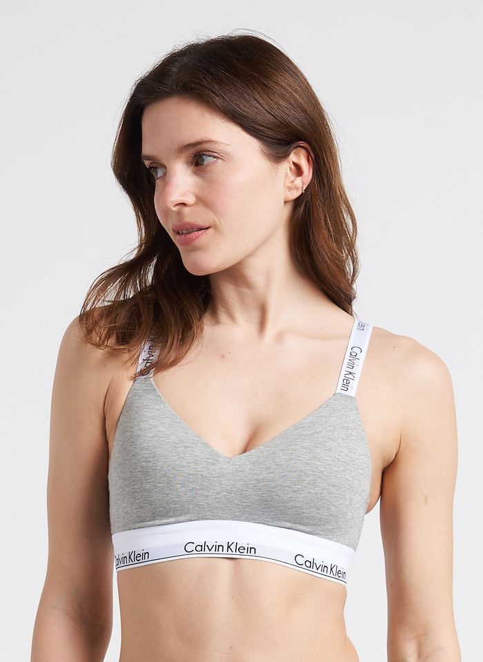 Buy Calvin Klein Cotton Bralette Grey In Grey