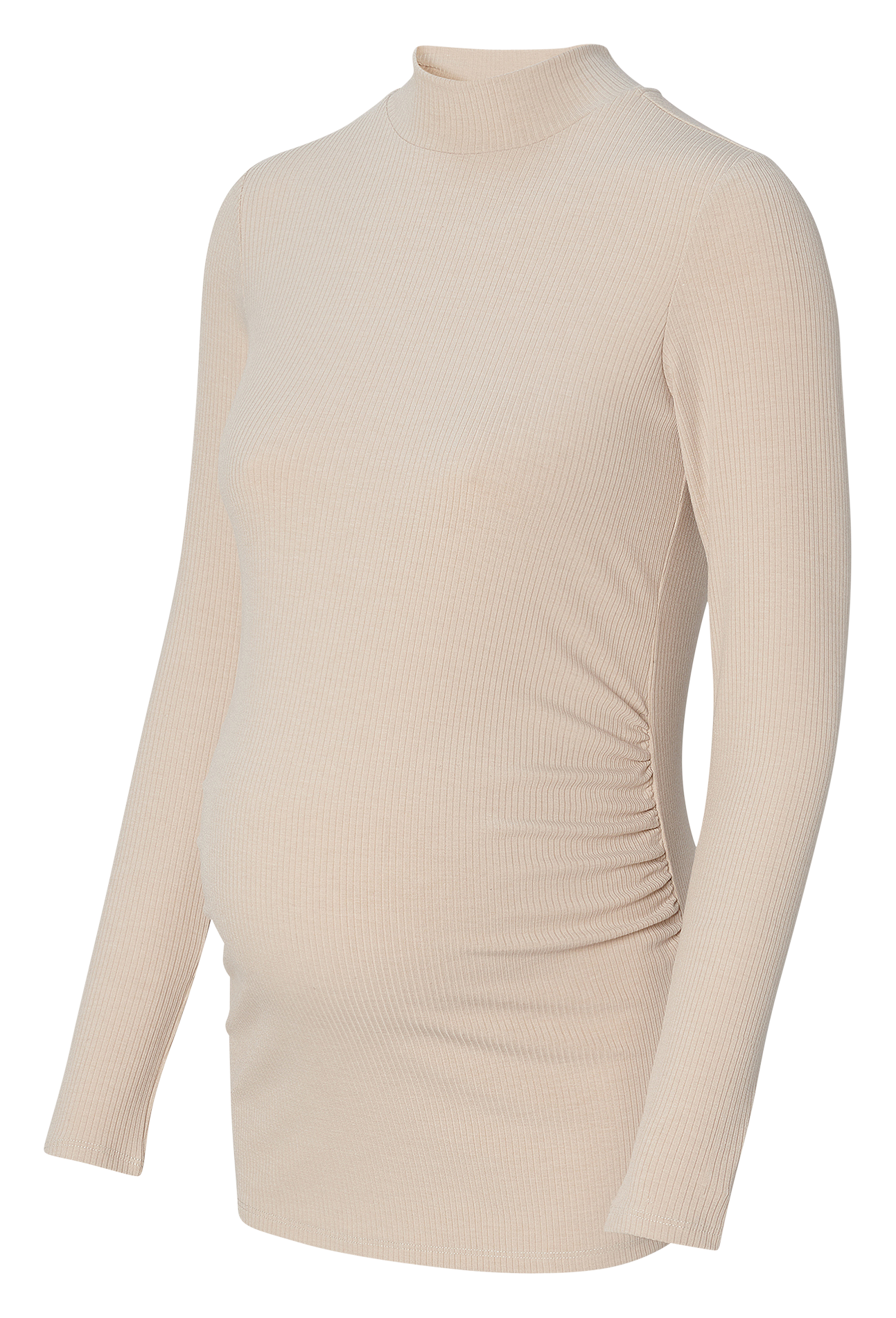 Schwangerschafts-T-Shirt mit Stehkragen Beige