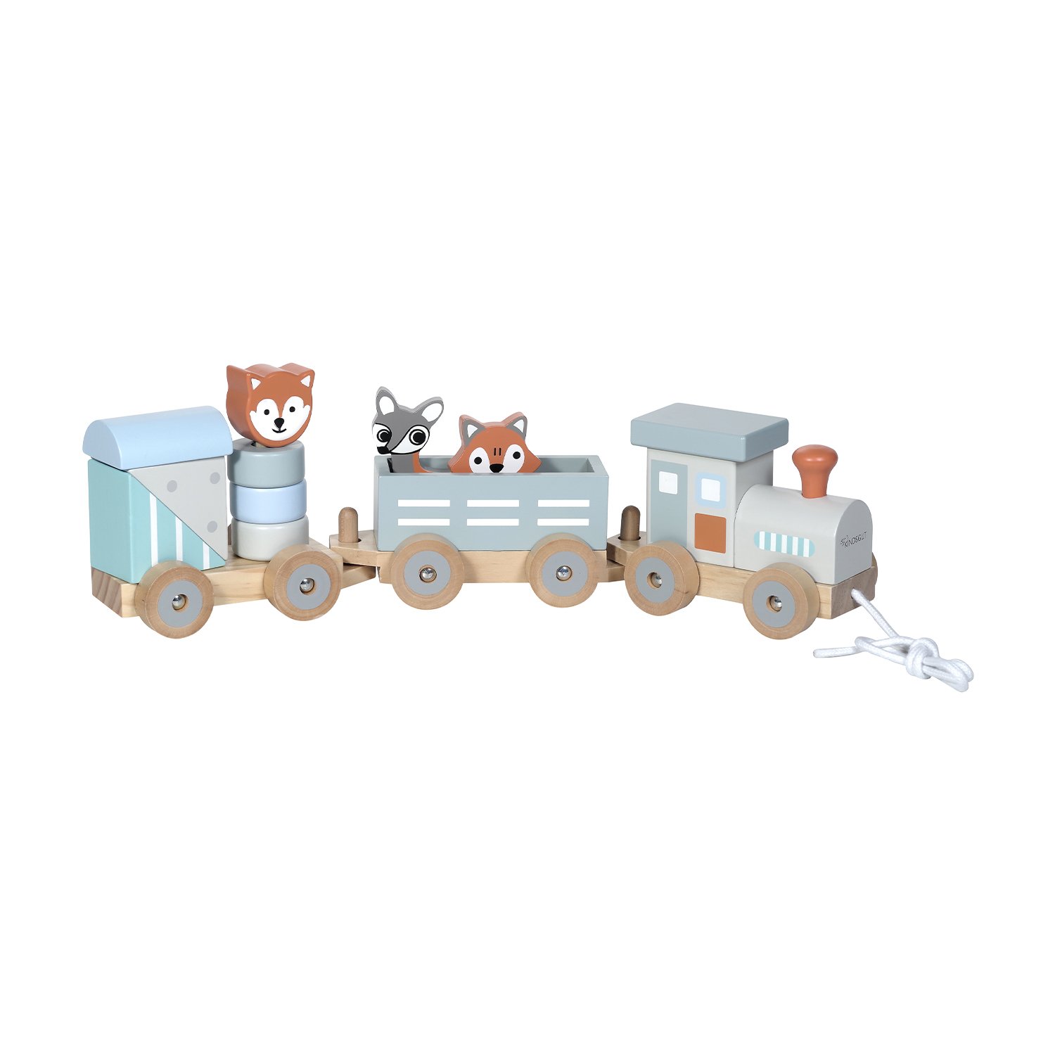 Small wooden zoo animal train with star pattern KINDSGUT