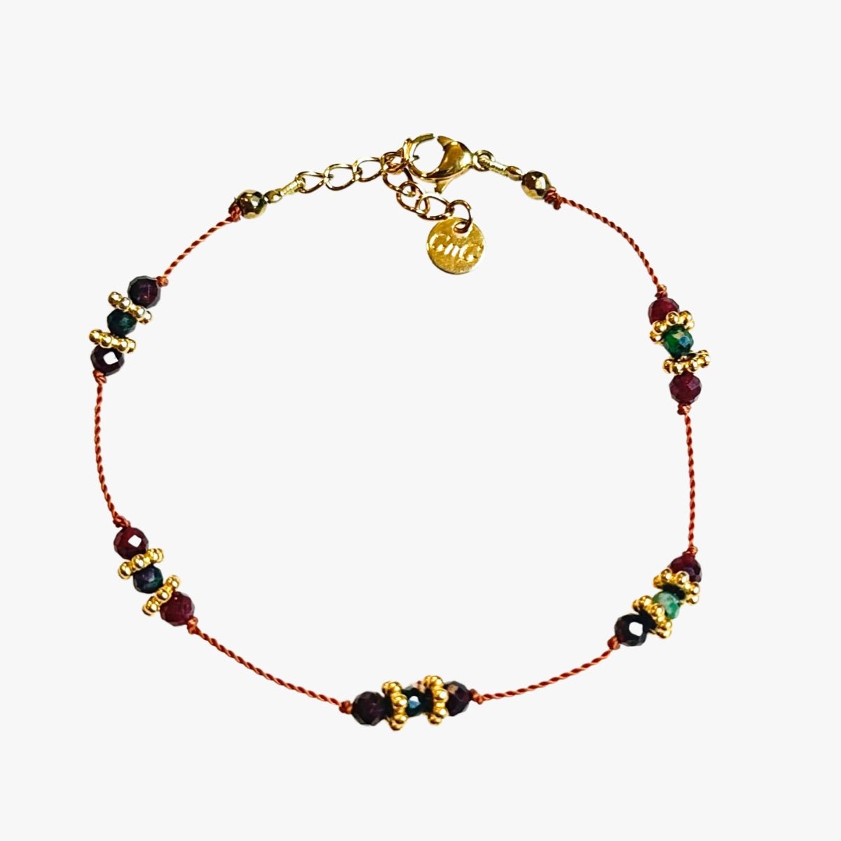 Garnet nylon cord bracelet GINANDGER Multicolored