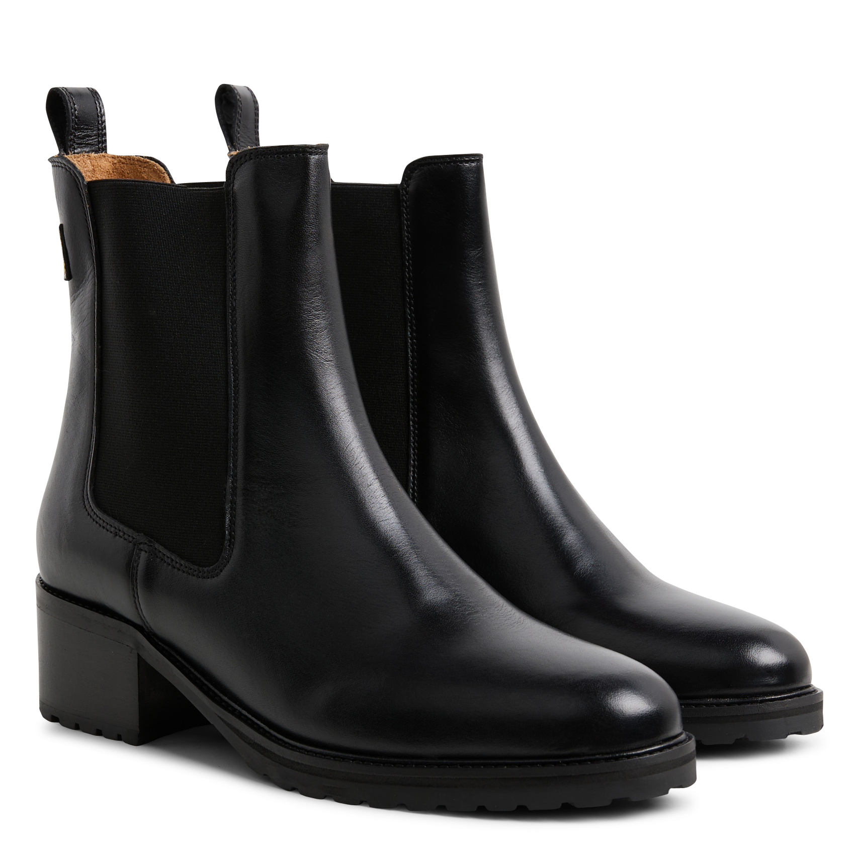 Effen leren enkellaarzen met textuur MAISON TOUFET Zwart