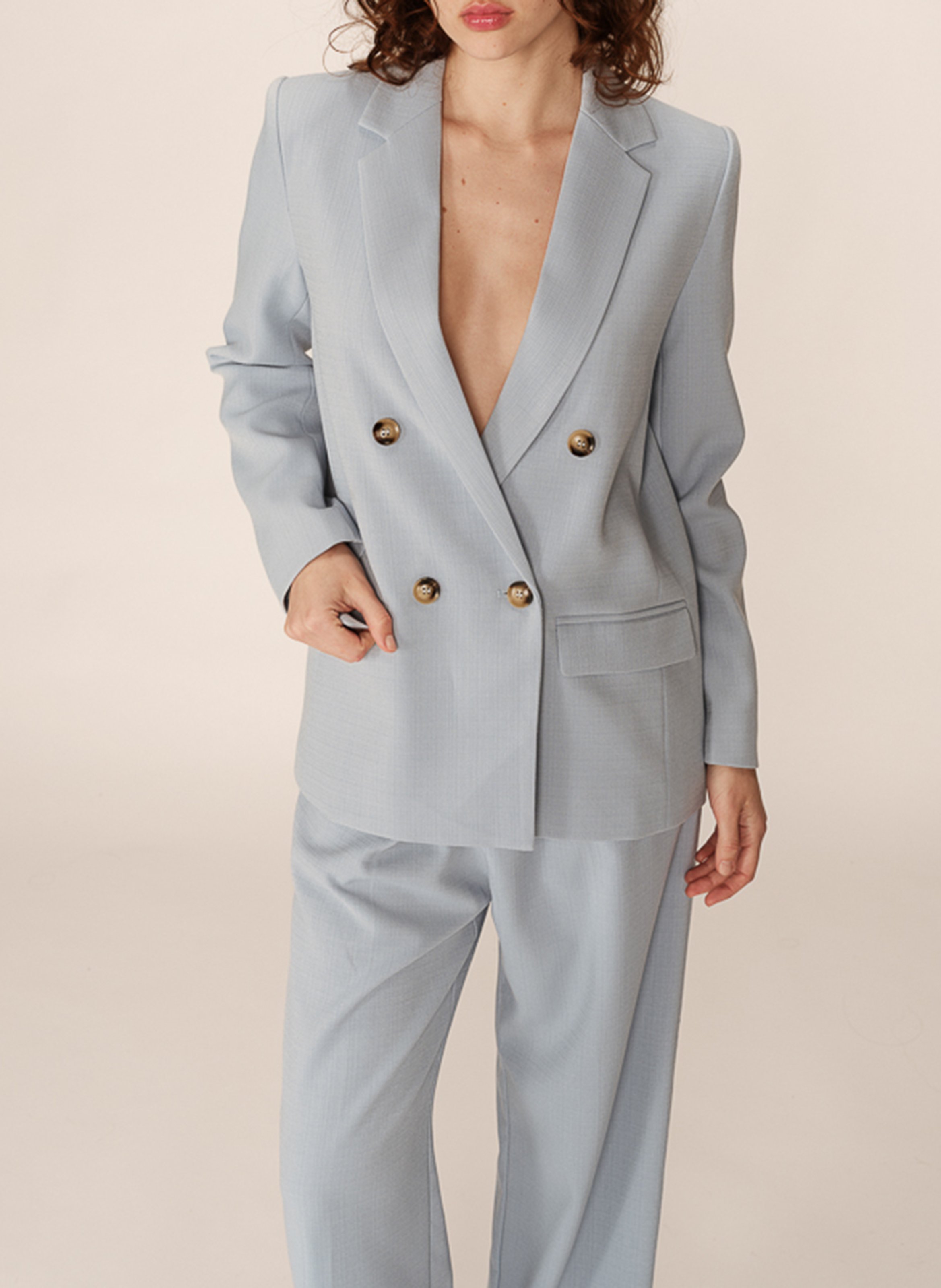 Veste de tailleur double boutonnage Bleu