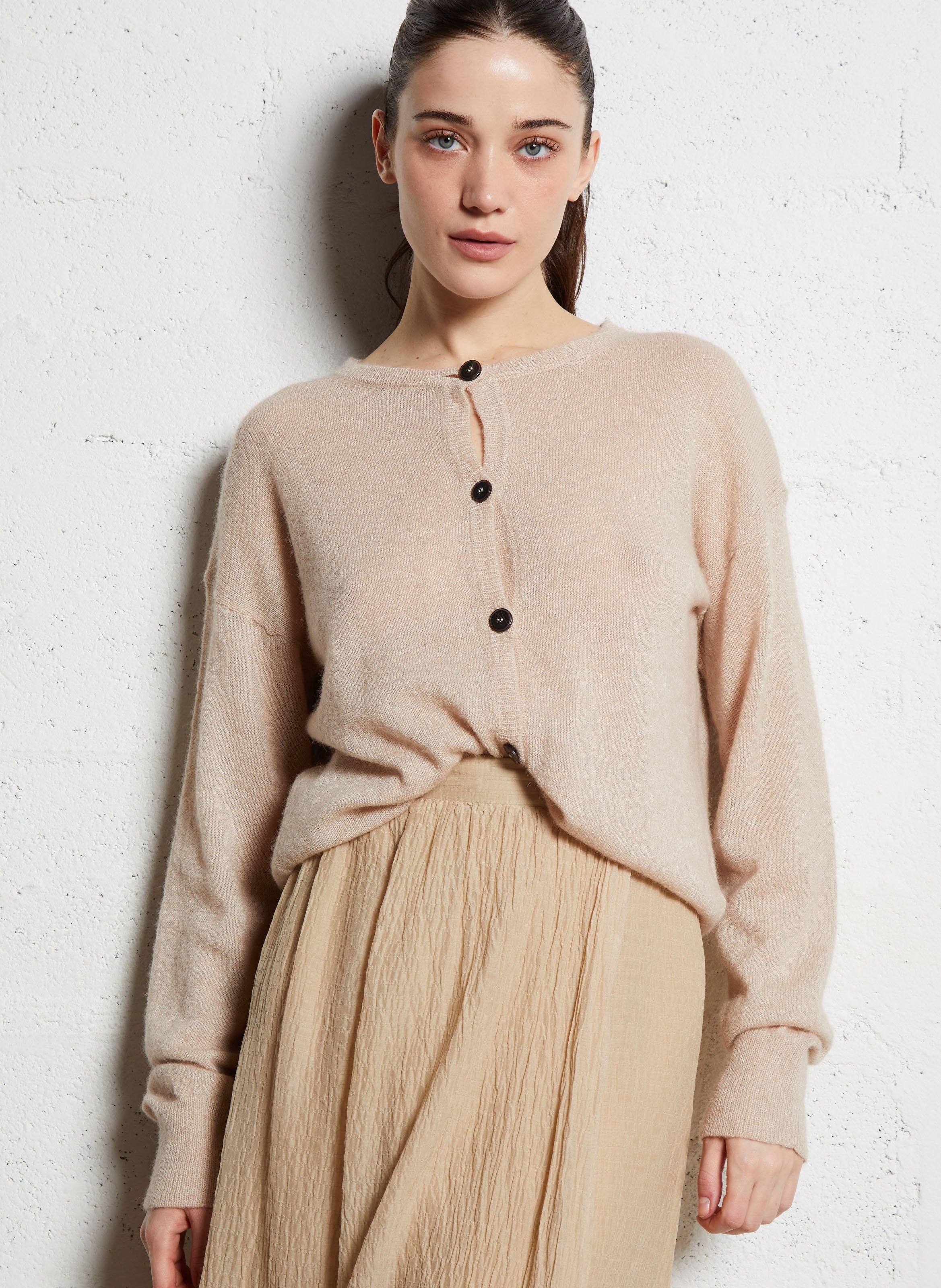 Cardigan en alpaga et coton  POMANDERE Blanc