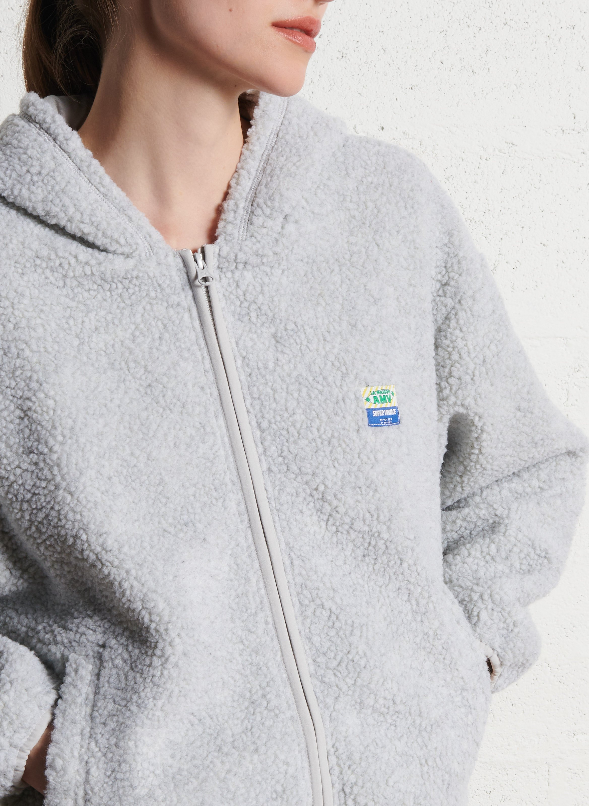 Oversized fleece hoodie Grijs