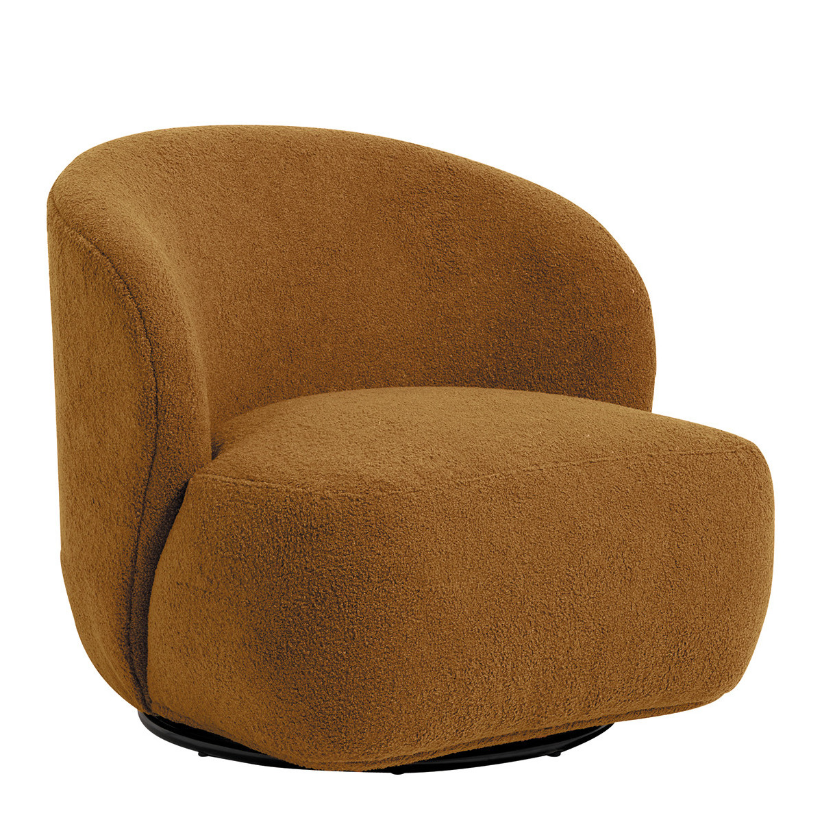 Fauteuil tournant lisette en bouclette - curry BLANC D'IVOIRE Orange