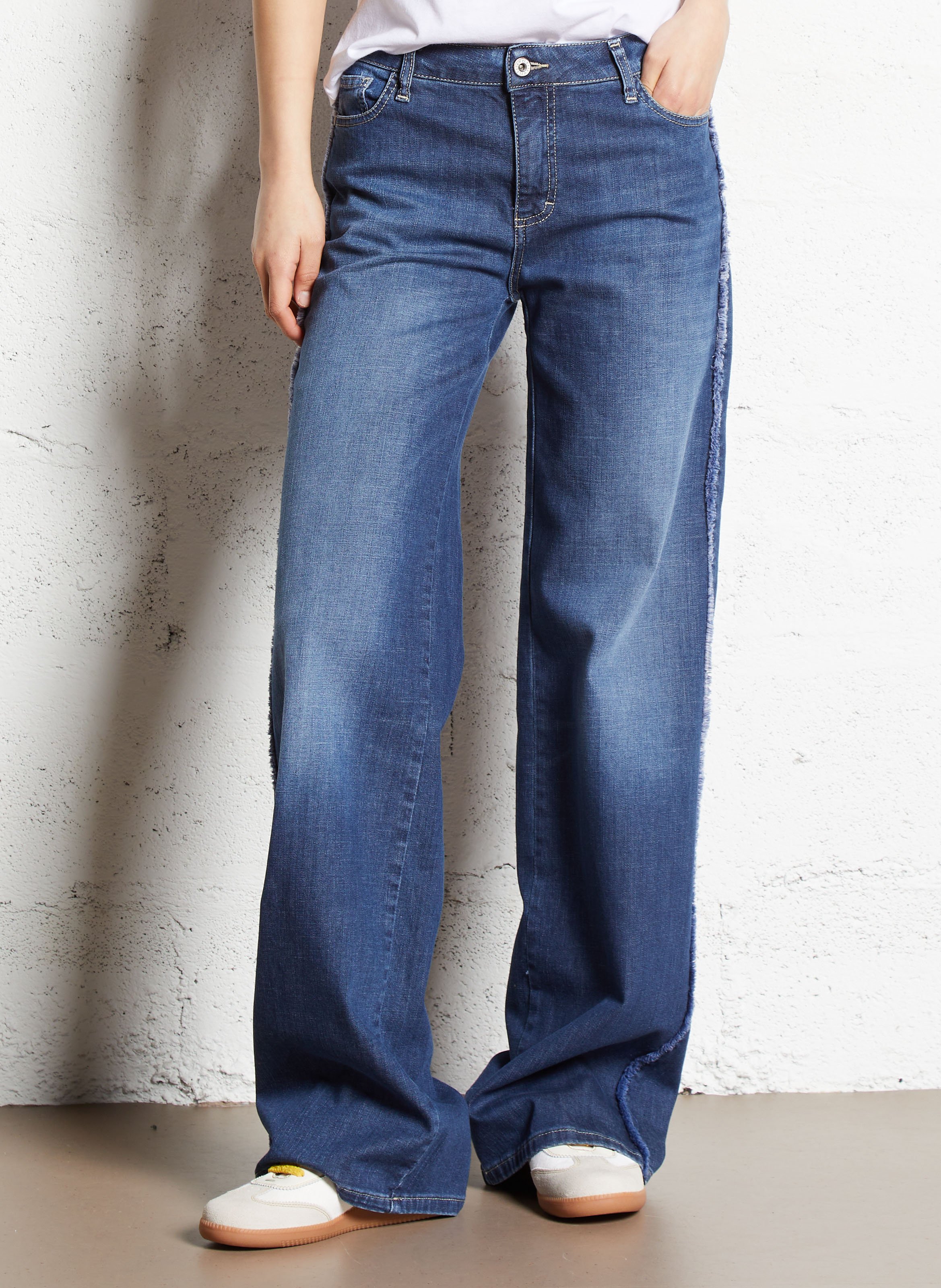Straight cotton-blend pants PLEASE Blue