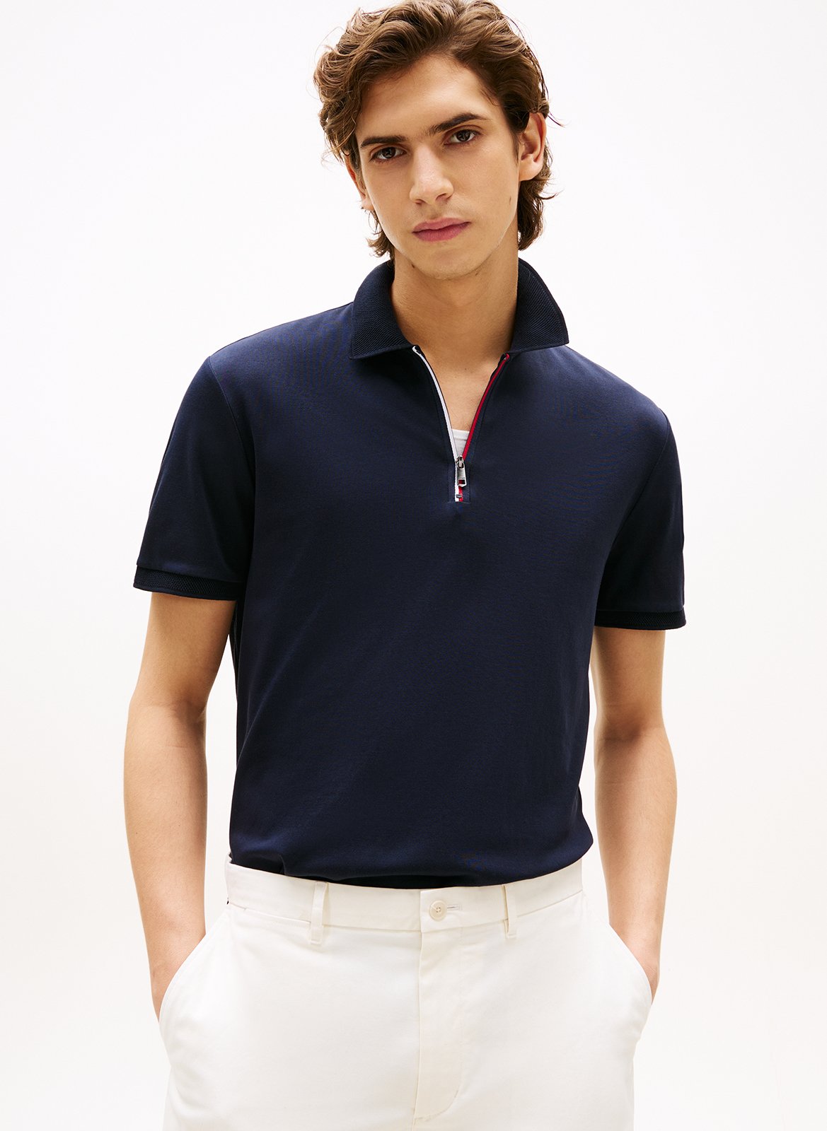 Polo droit en coton TOMMY HILFIGER Bleu