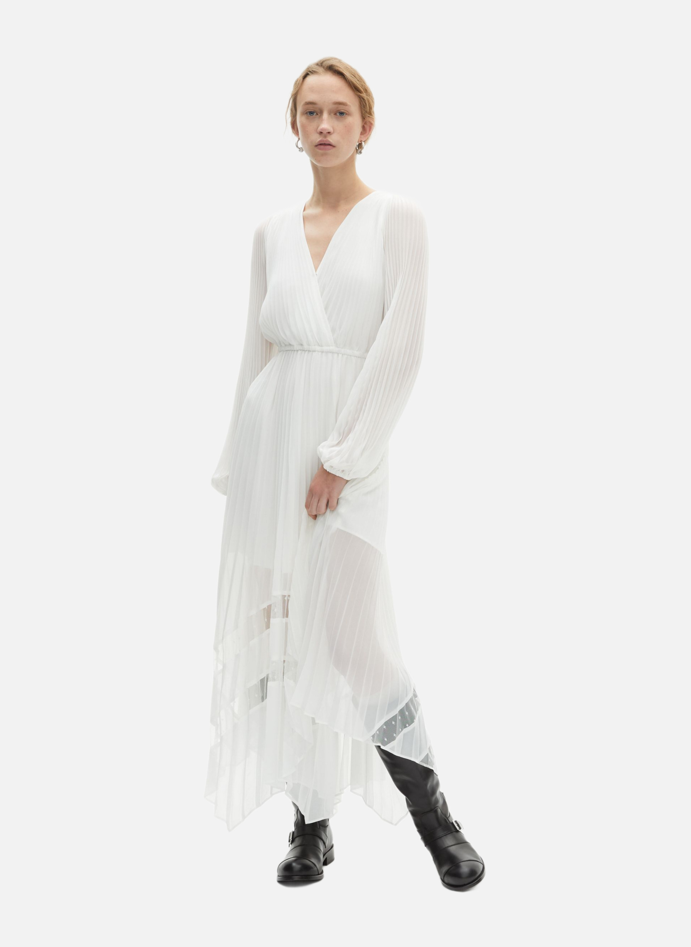 Long fluid dress with lace detail THE KOOPLES