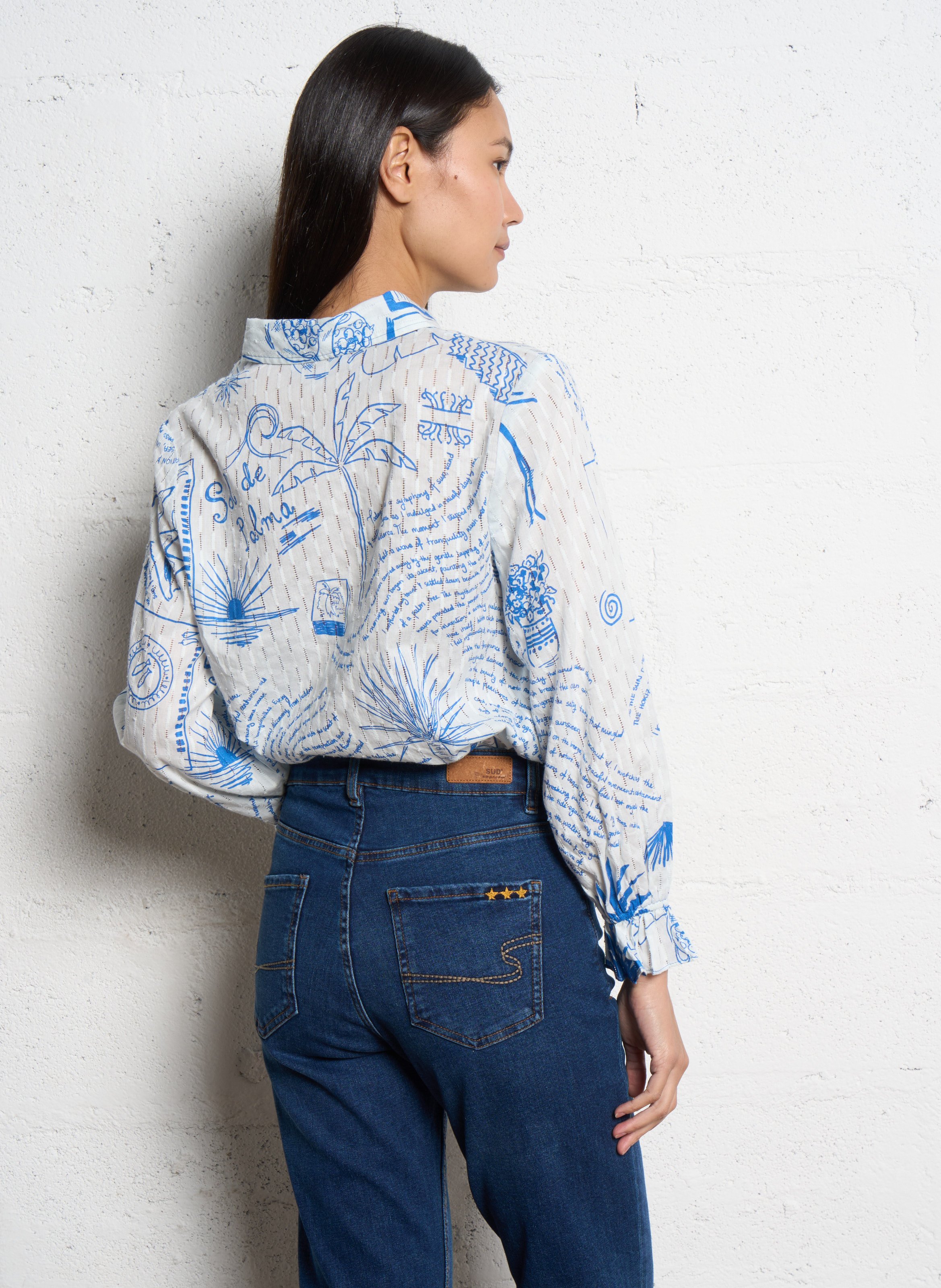 Printed straight shirt with details NEVER FULLY DRESSED White