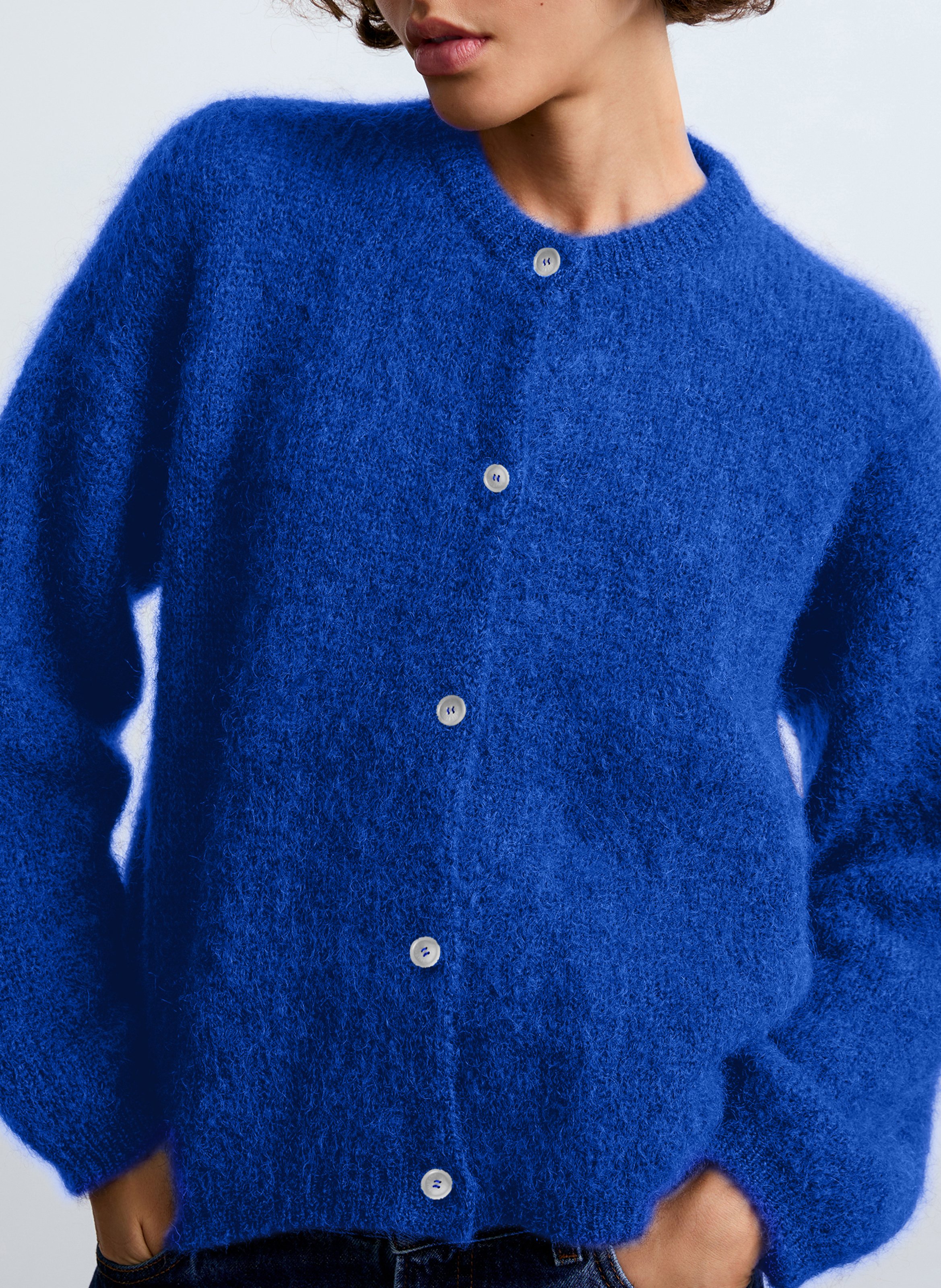 Gilet ample col rond en mohair mélangé SURPRISE Bleu