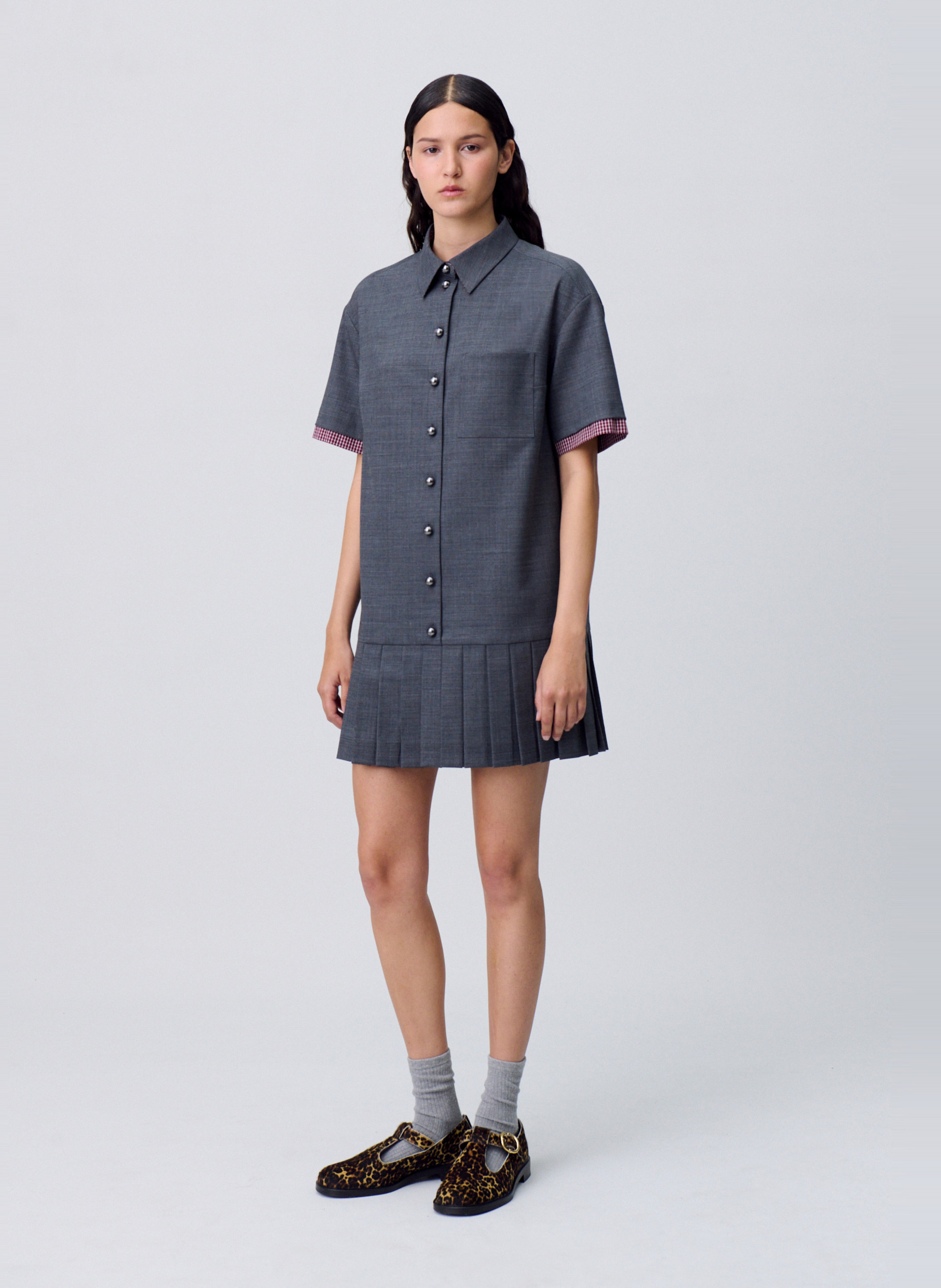 Robe courte en laine mélangéz CLAUDIE PIERLOT Gris