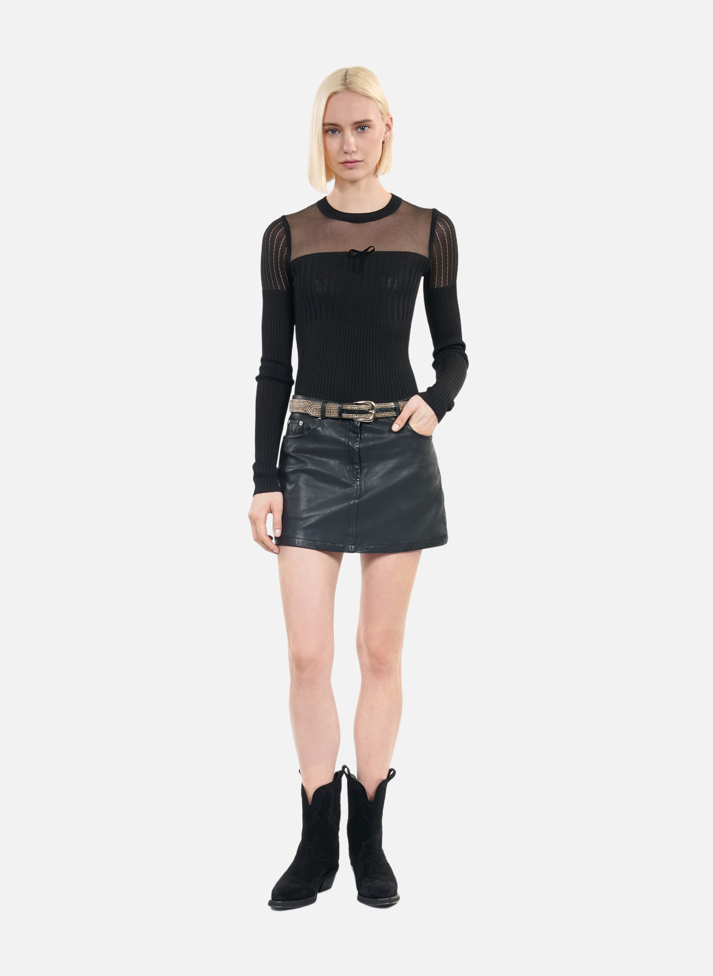 Leather belt with chains THE KOOPLES Yellow