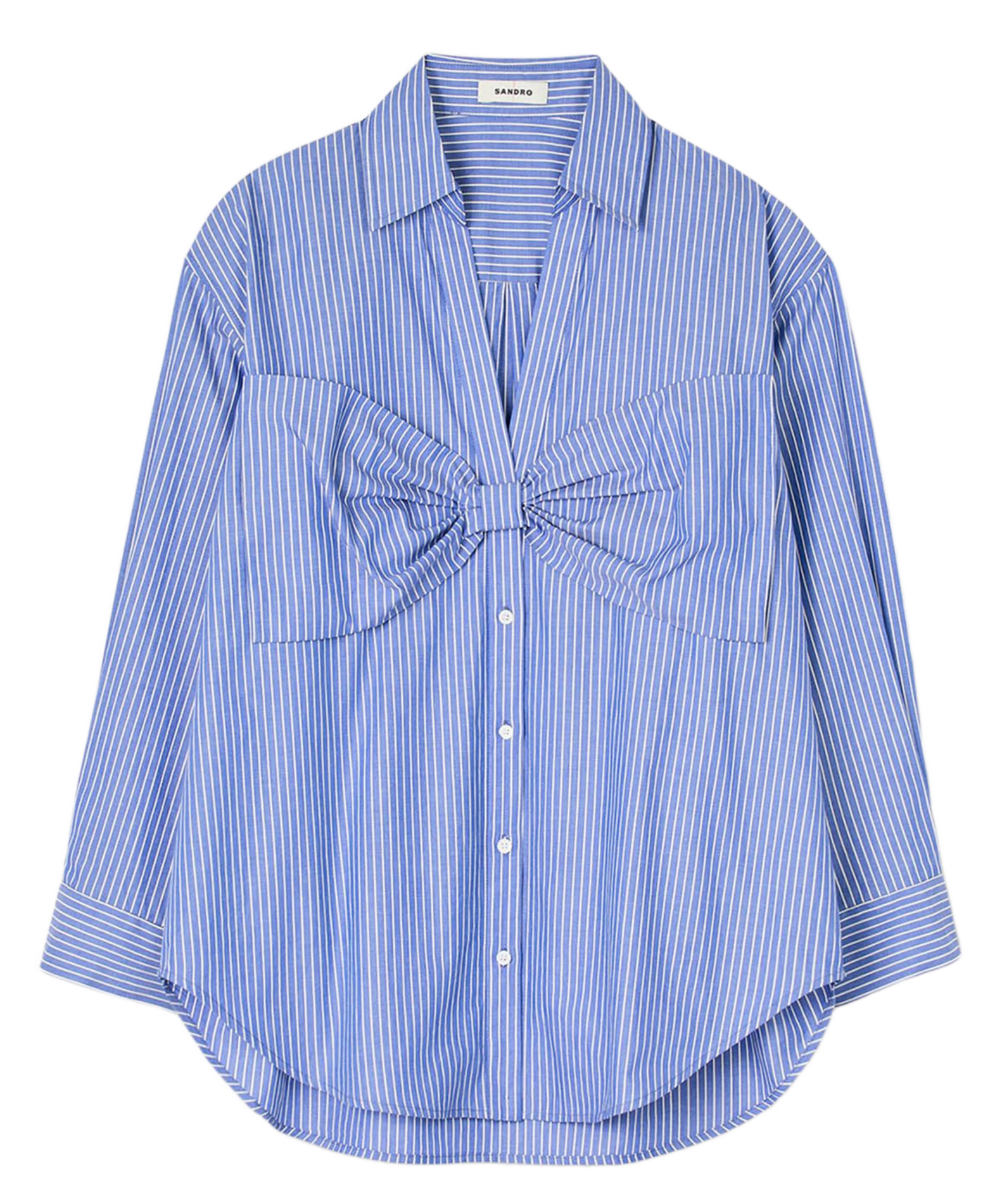 Chemise col classique rayée en coton SANDRO Bleu