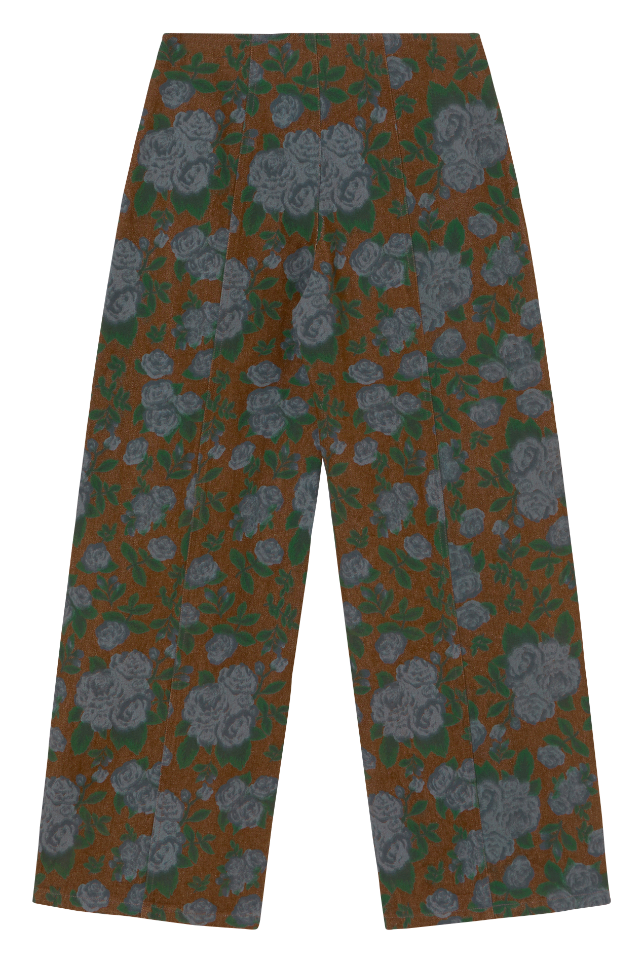 Pantalon taille haute à motif floral THE TINY BIG SISTER Marron