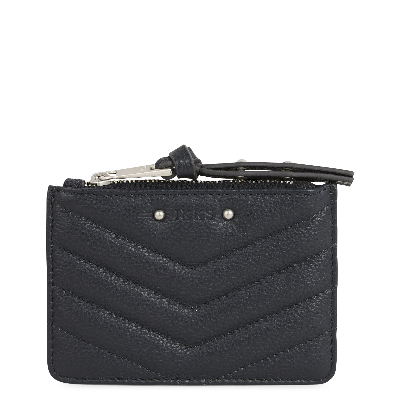 Chevron leather card holder IKKS Blue