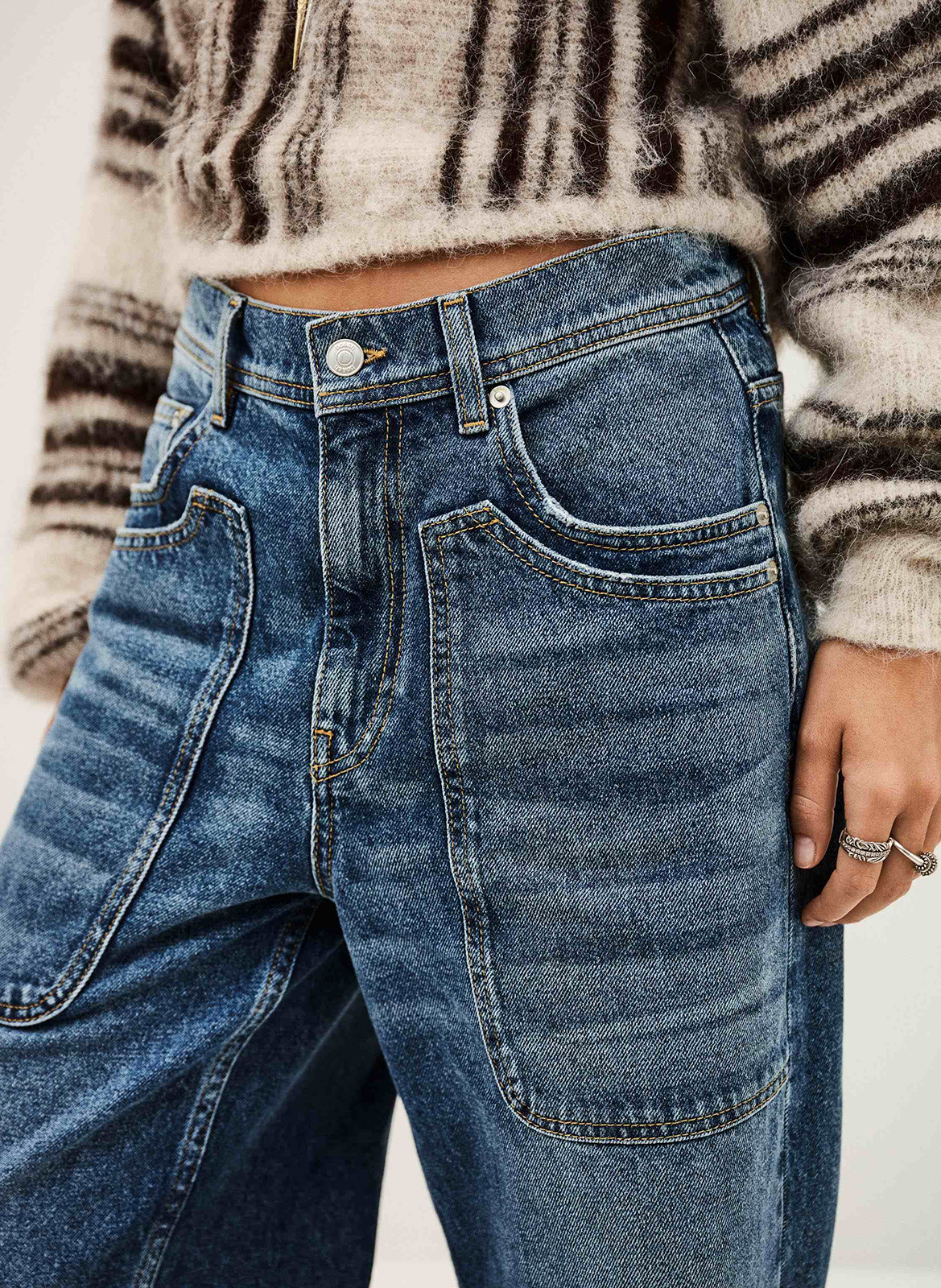 Wijde jeans met verwassen effect BA&SH Blauw