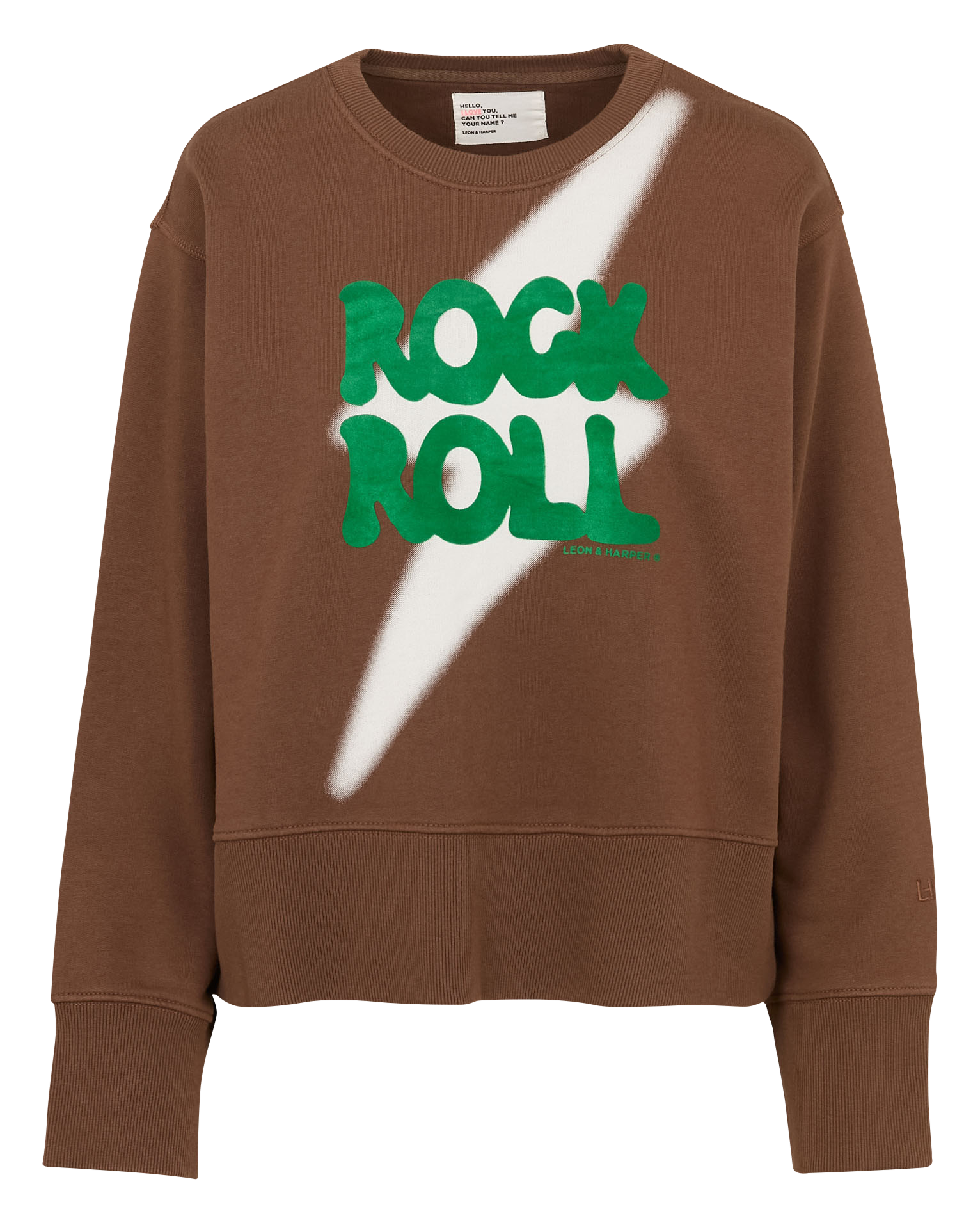 Sweat droit sérigraphié col rond LEON & HARPER Marron