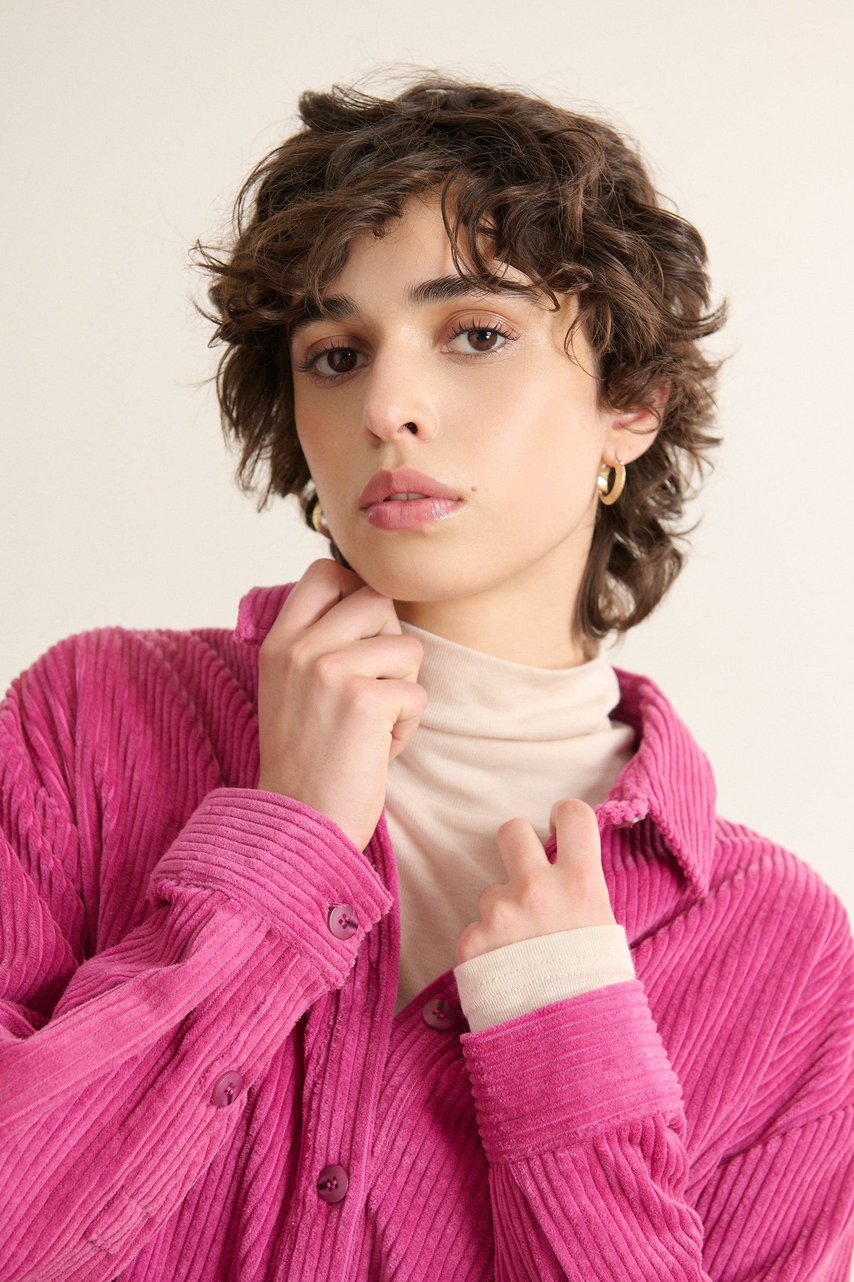 Long-sleeved velvet shirt GARANCE PARIS Pink