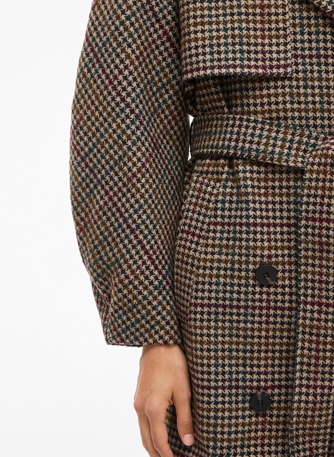 Plaid coat with tailored collar VILA Beige