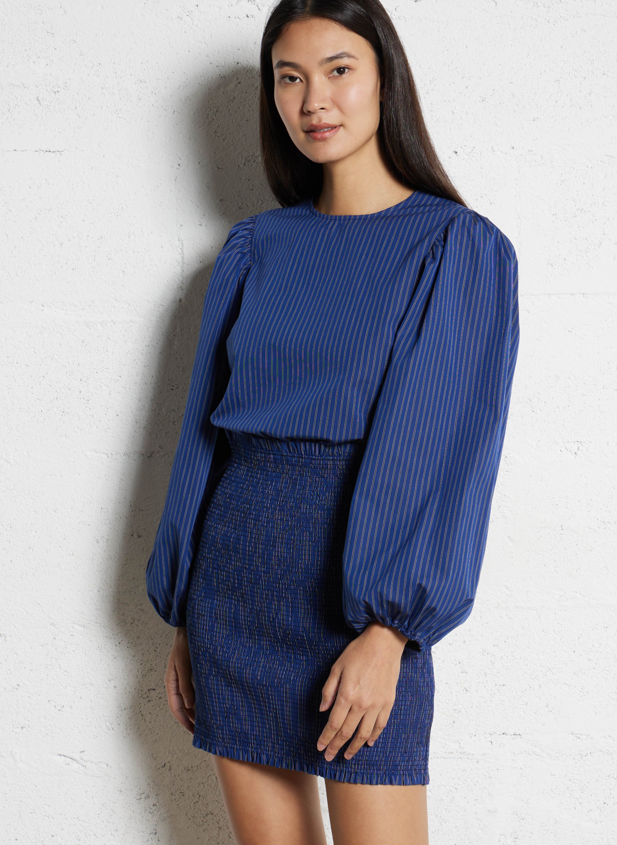 Robe courte col rond en coton THE TINY BIG SISTER Bleu