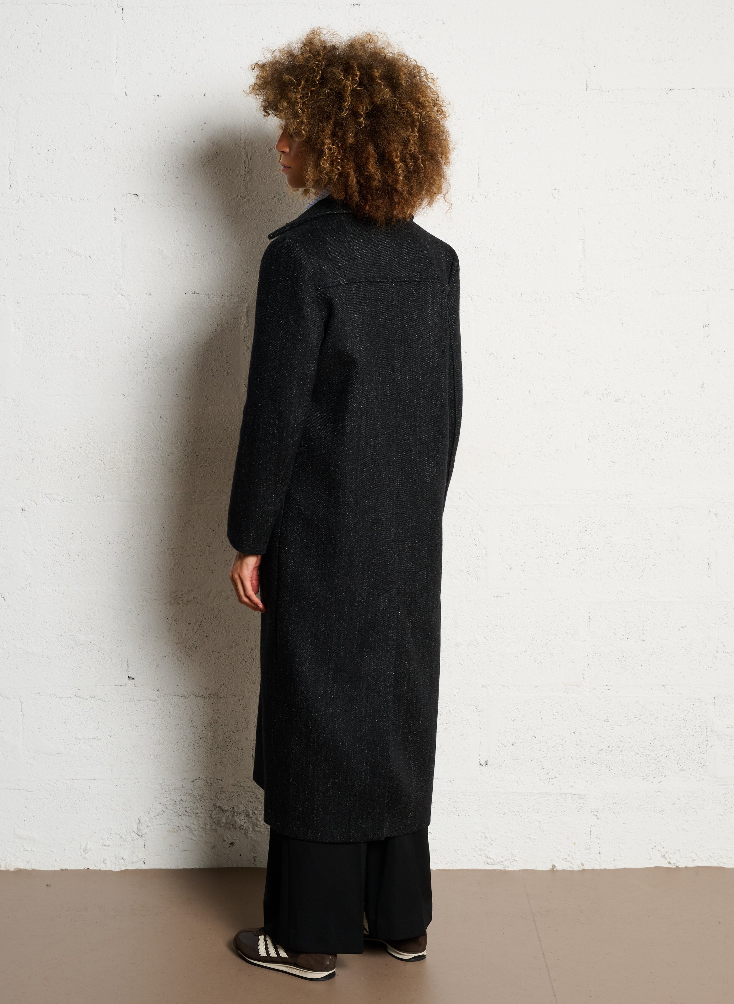 Manteau long col classique en laine mélangée MARGAUX LONNBERG Noir