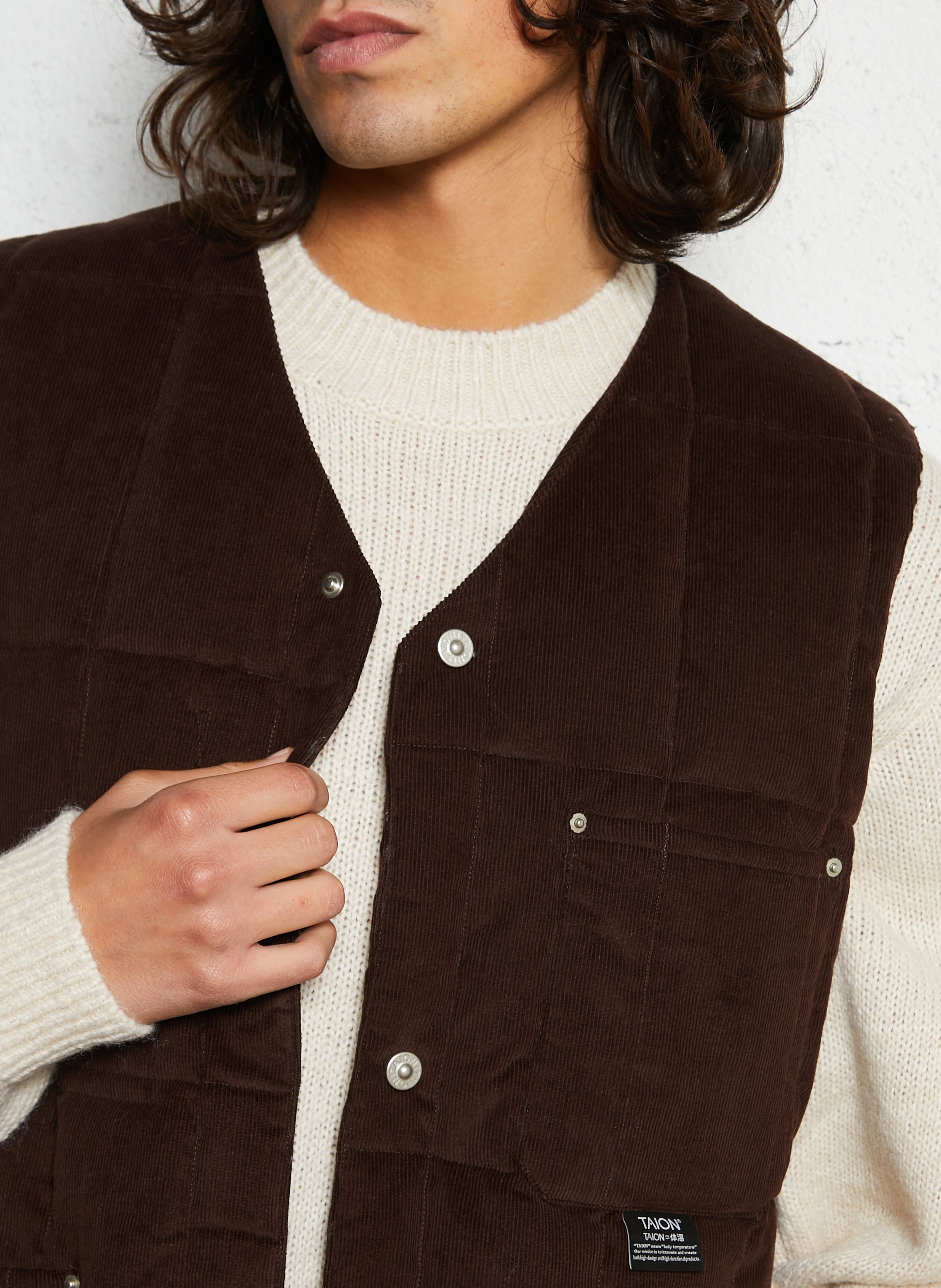 Quilted velvet sleeveless jacket TAION Brown