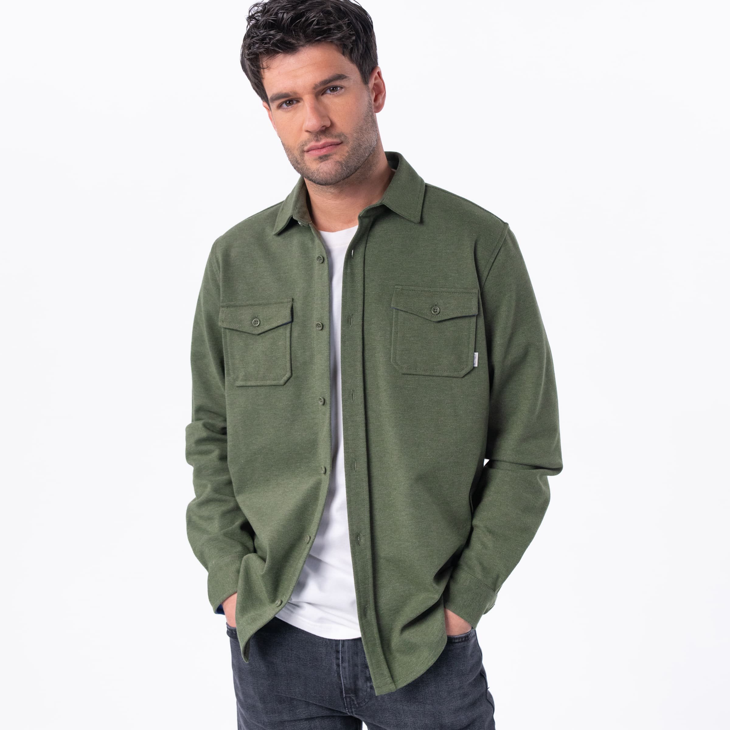 Recycled polyester overshirt Khaki