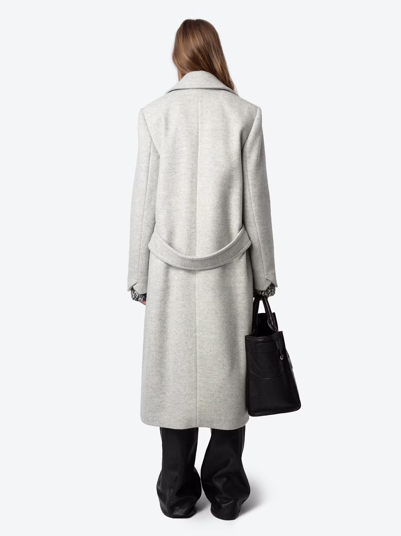 Manteau col tailleur droit en laine recyclée mélangée ZADIG&VOLTAIRE Gris