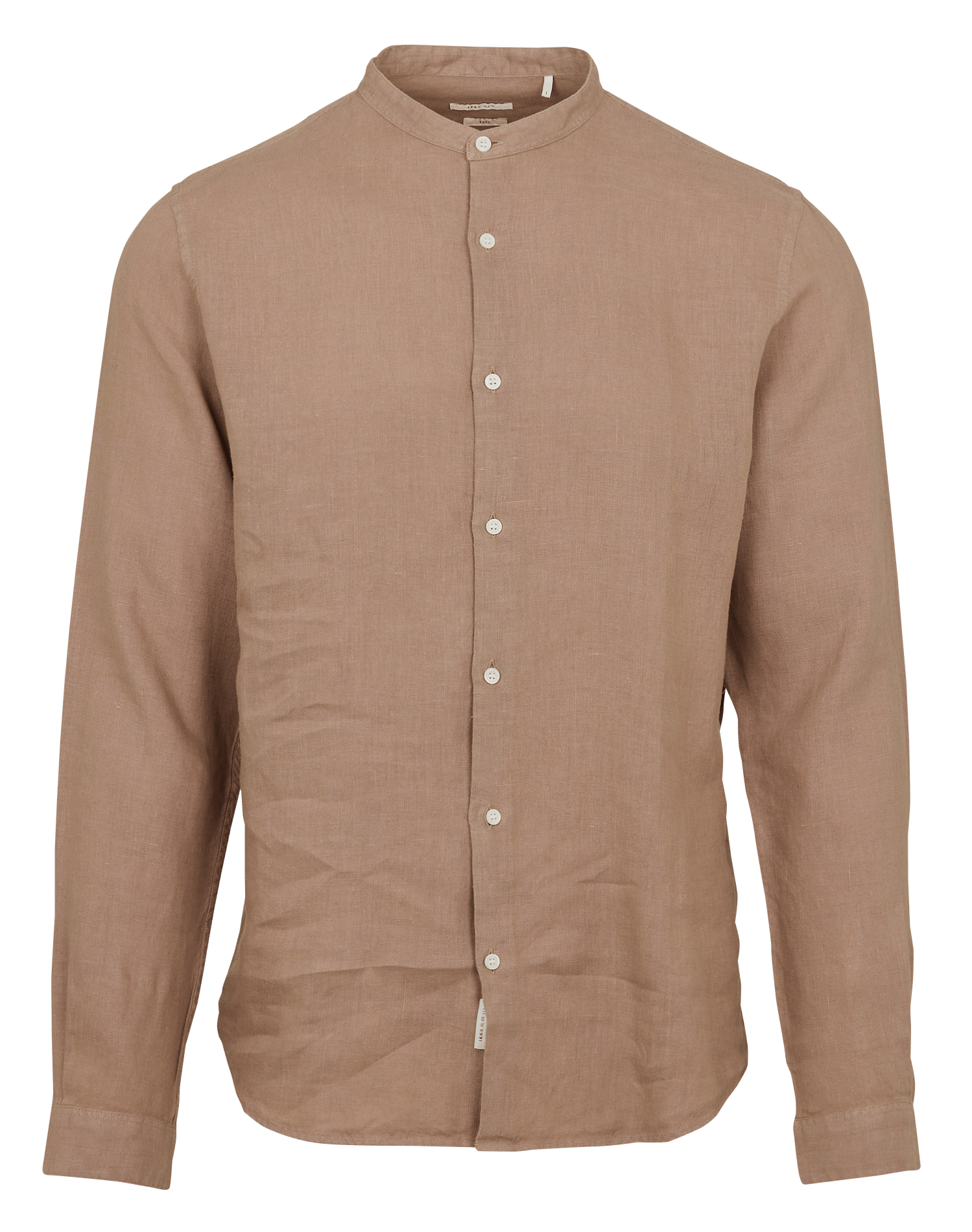 Chemise droite col rond en lin IKKS Marron