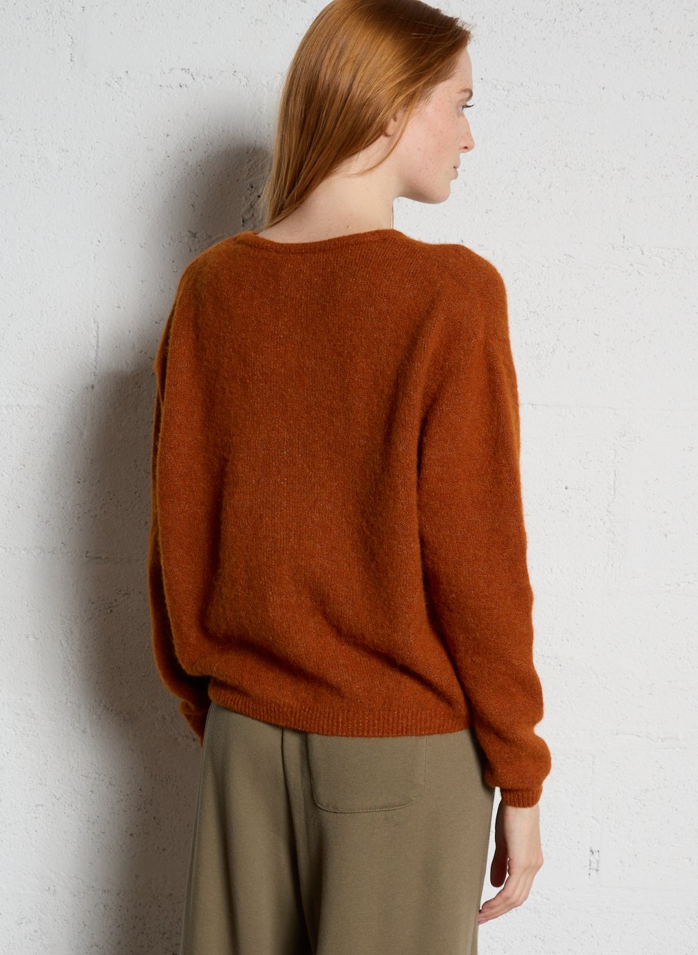 Gilet ample col rond en laine mélangée AMERICAN VINTAGE Marron