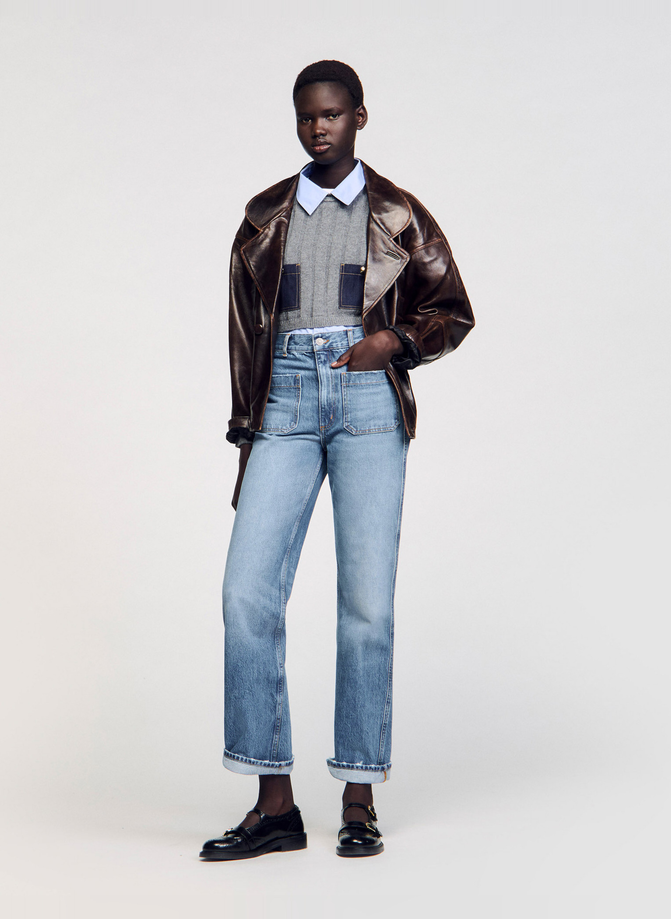 Jean flare en coton  SANDRO Bleu