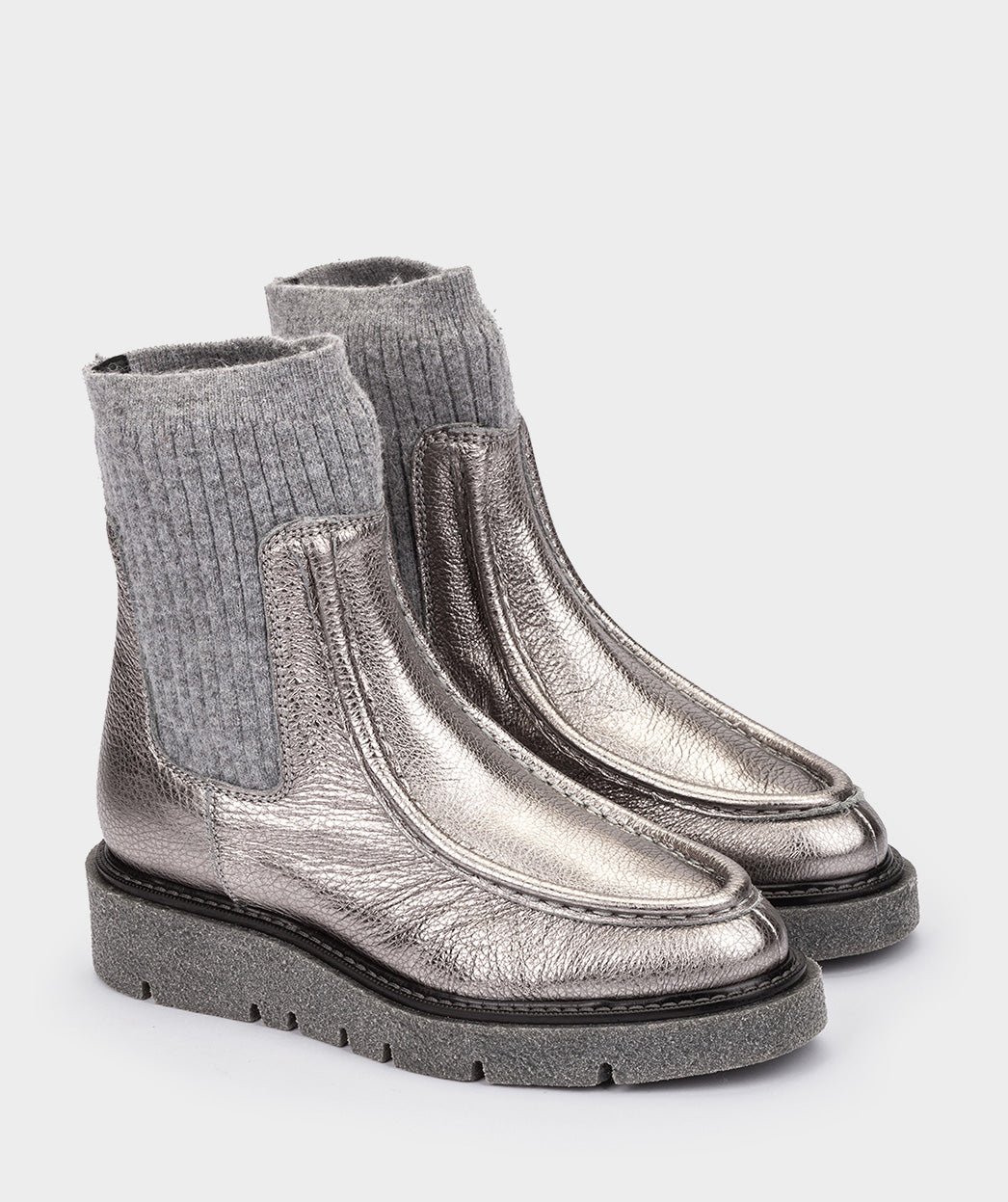 Grey metallic leather ankle boots PEDRO MIRALLES Golden