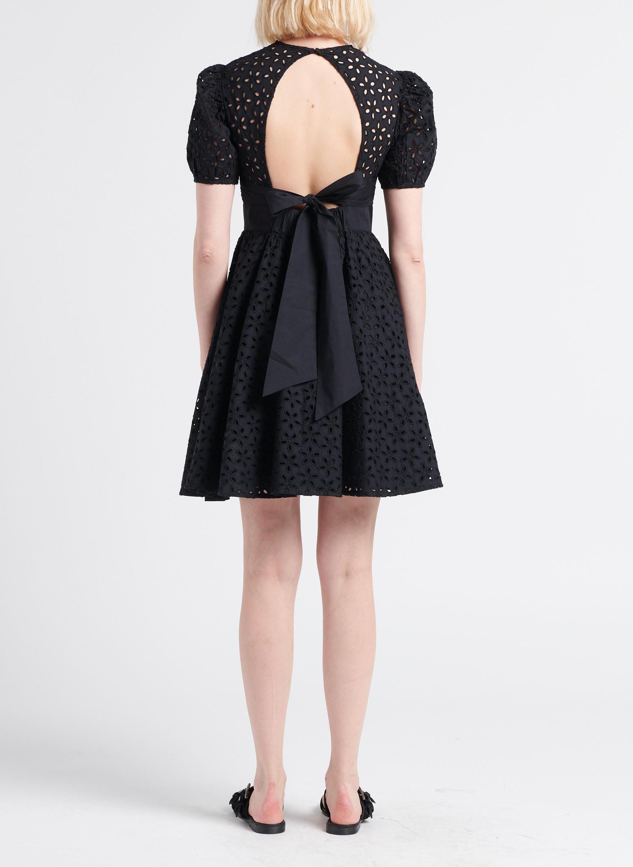 Short cotton broderie anglaise dress PINKO Black