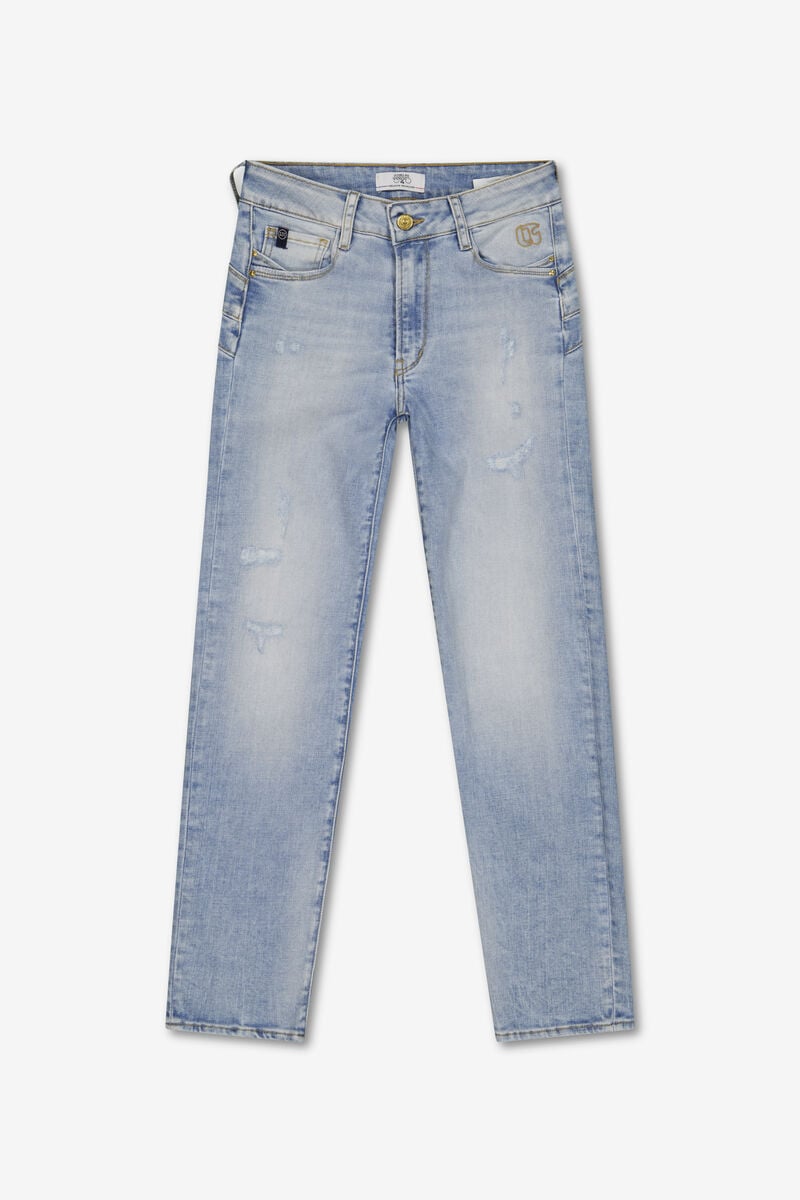 High-waisted straight leg push-up jeans, 7/8 length LE TEMPS DES CERISES Blue