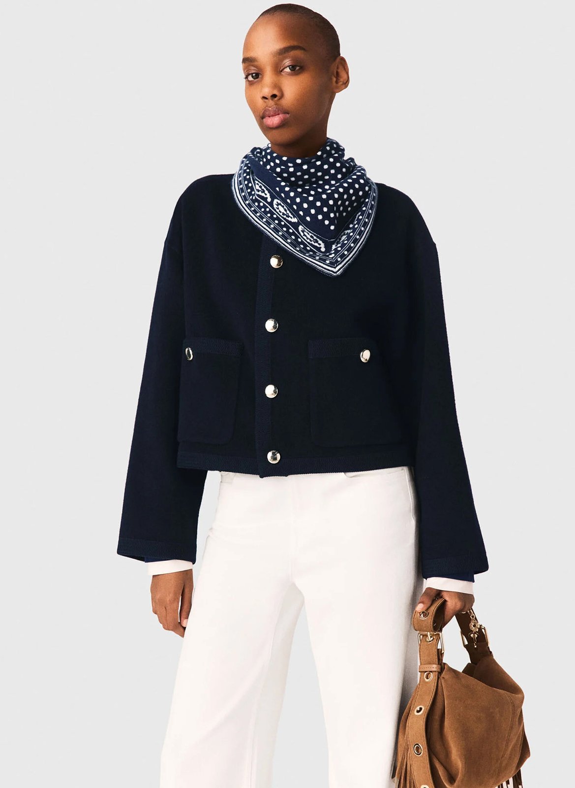 Oversized button-up coat in blended wool MAJE Blue