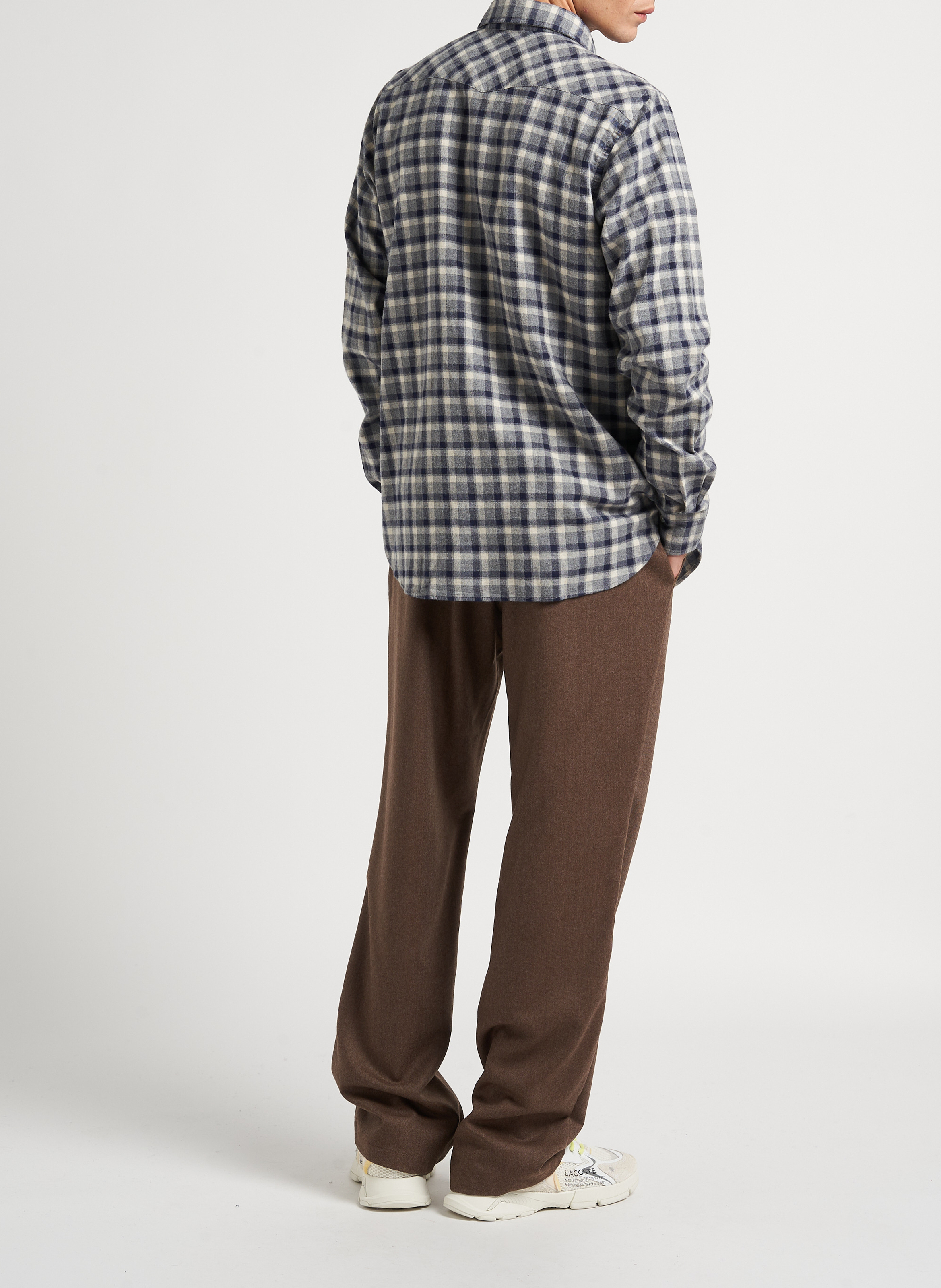 Geruite, katoenen blouse met klassieke kraag HARTFORD Grijs