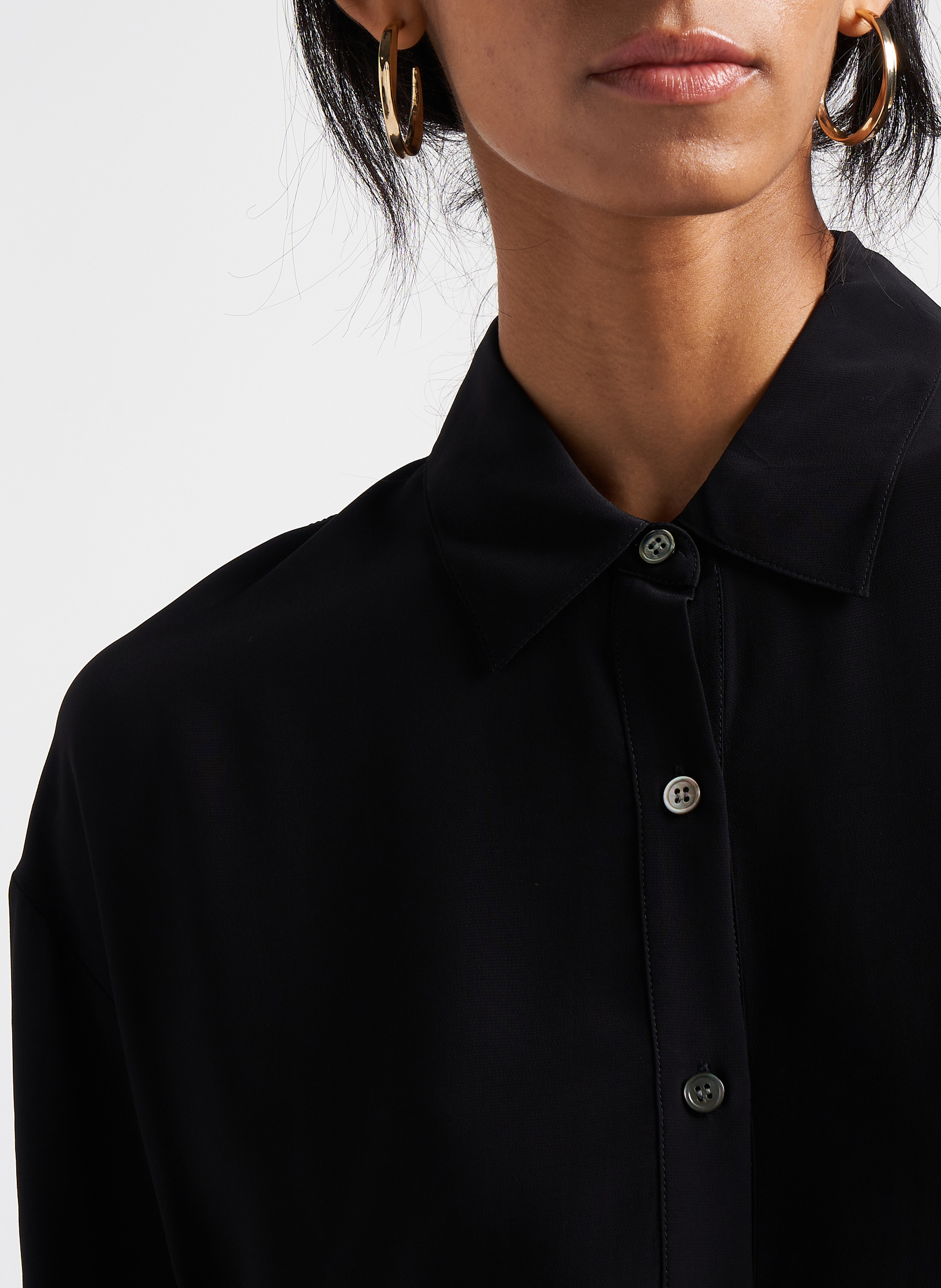 A-line dress with classic collar THEORY Black