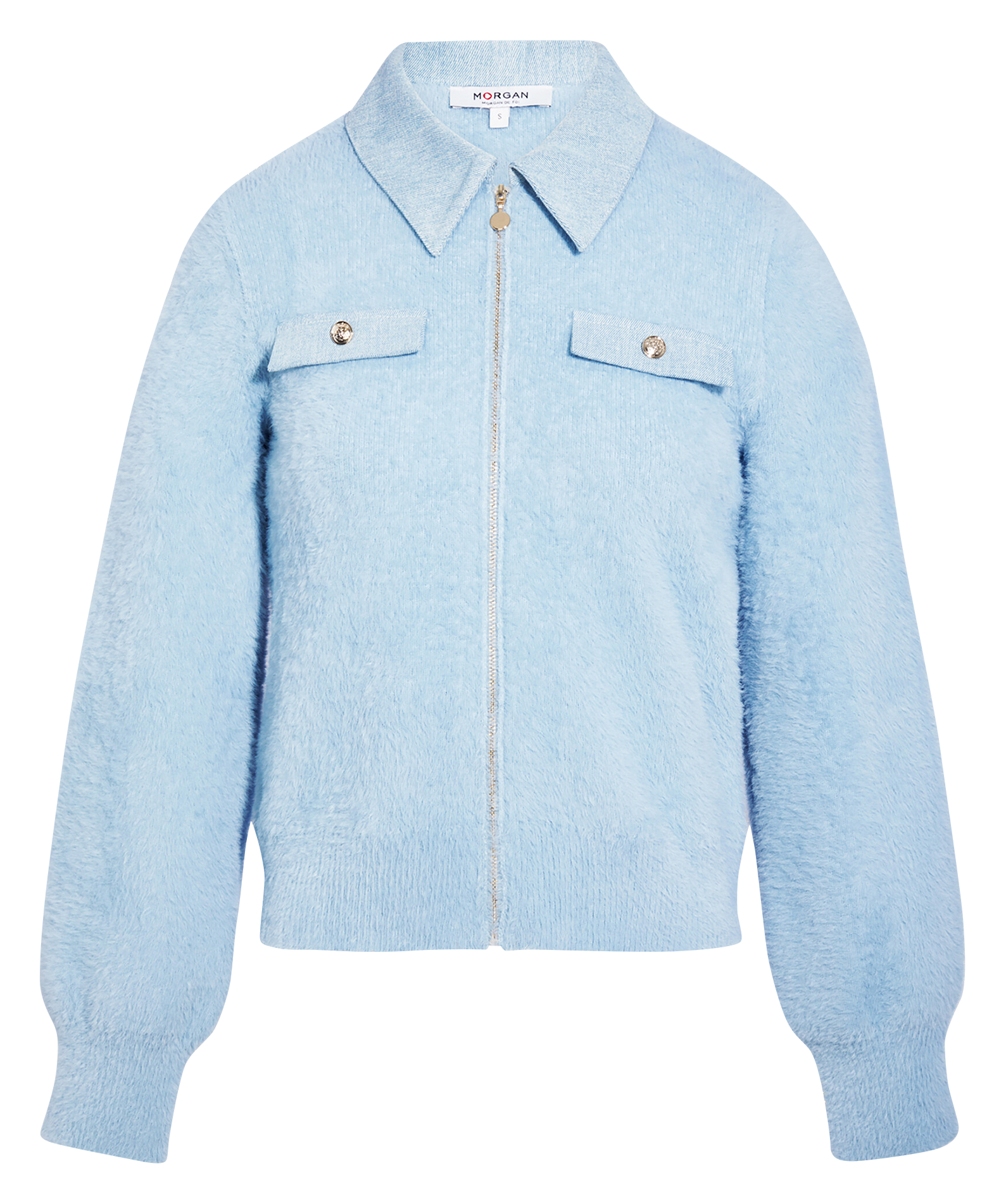 Zip-up cardigan in a solid color MORGAN Blue