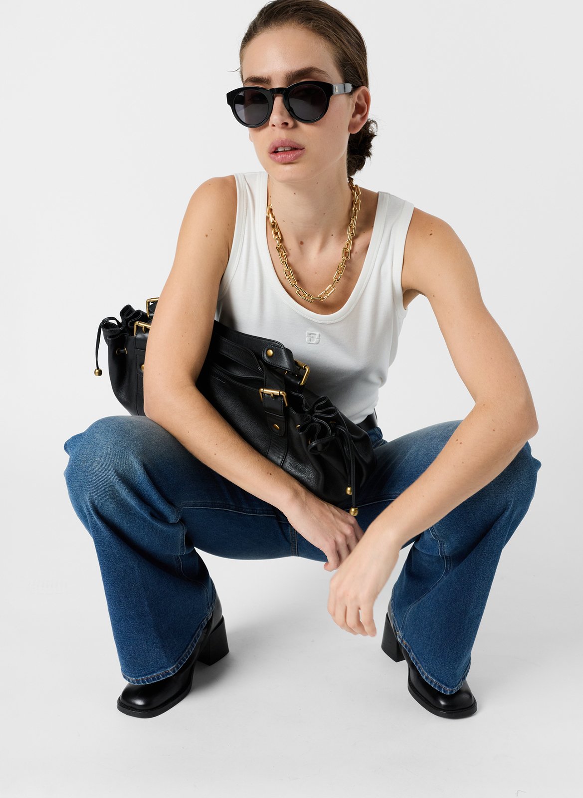 Débardeur droit col rond en coton GERARD DAREL Blanc