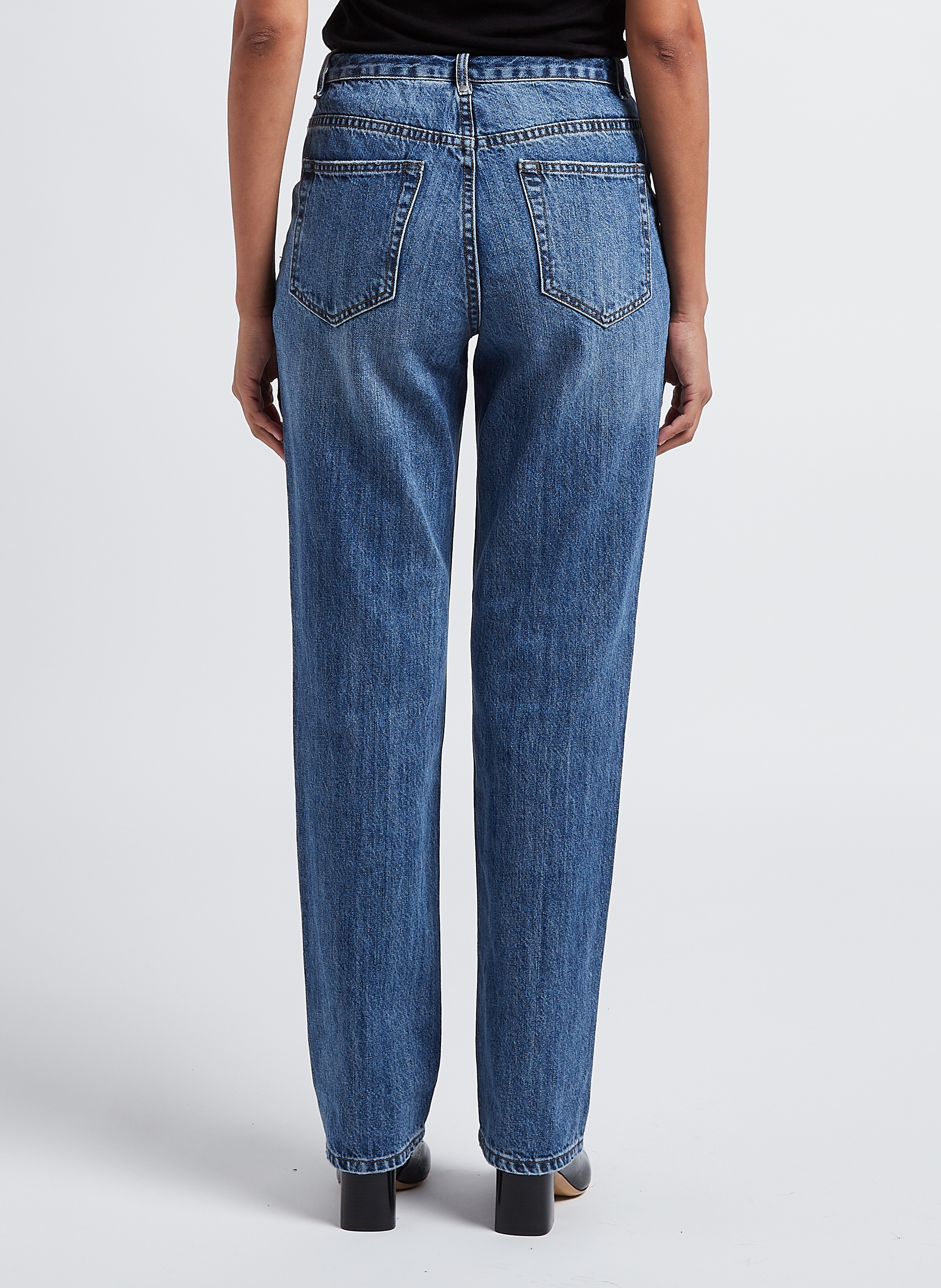 Rechte, katoenen jeans met hoge taille VILA Blauw