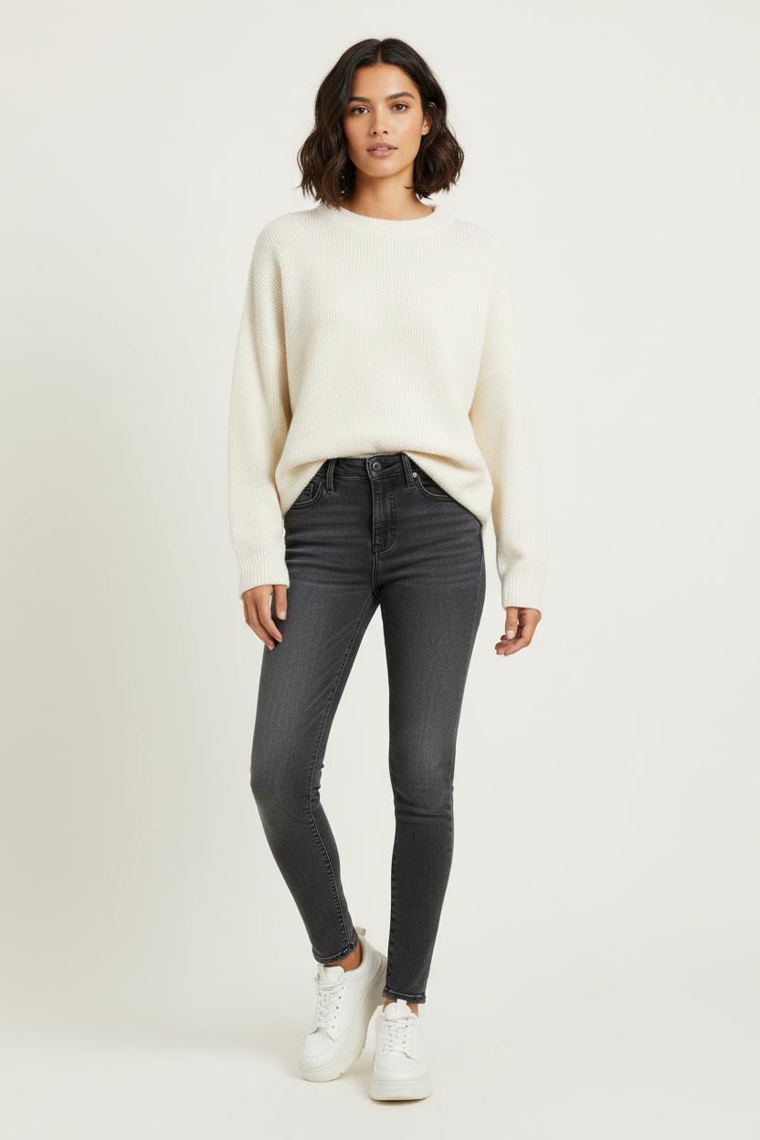 Cropped slim jeans with studs LEVI'S - Seconde main Grey