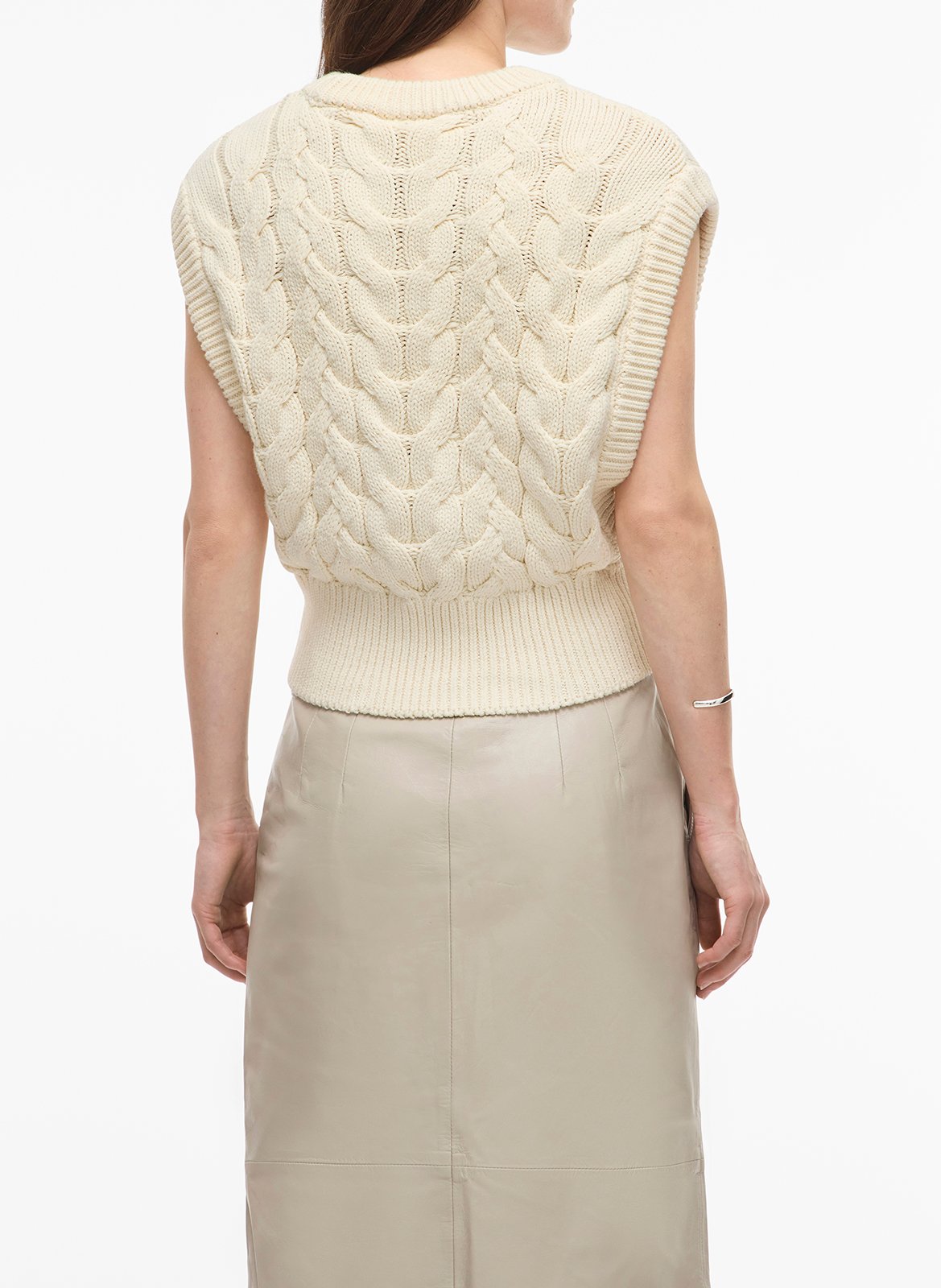 Eng anliegender Rundhalspullover aus Baumwollmischung ROUGE EDIT Beige