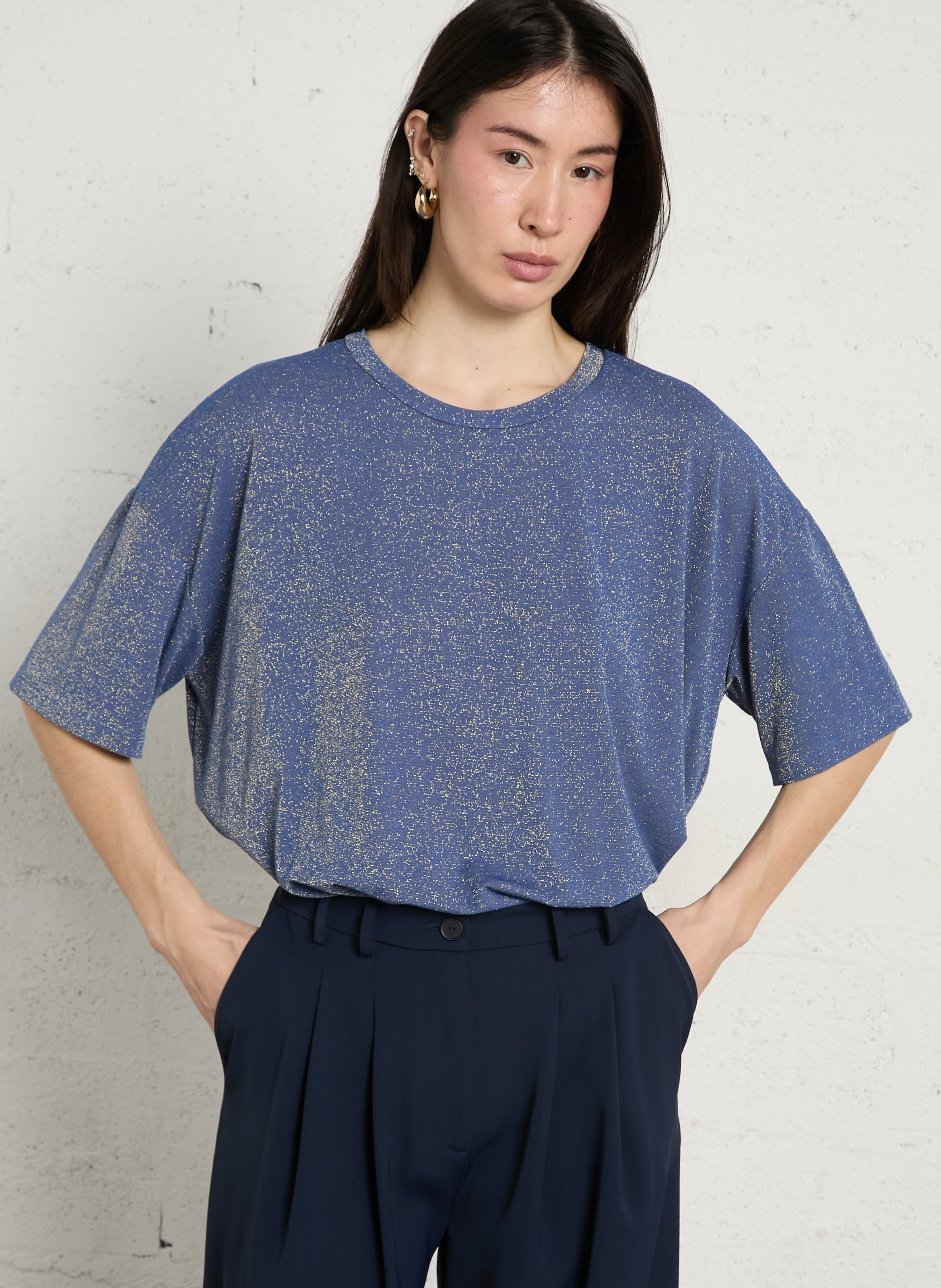 Tee-shirt fluide ample métallisé PLEASE